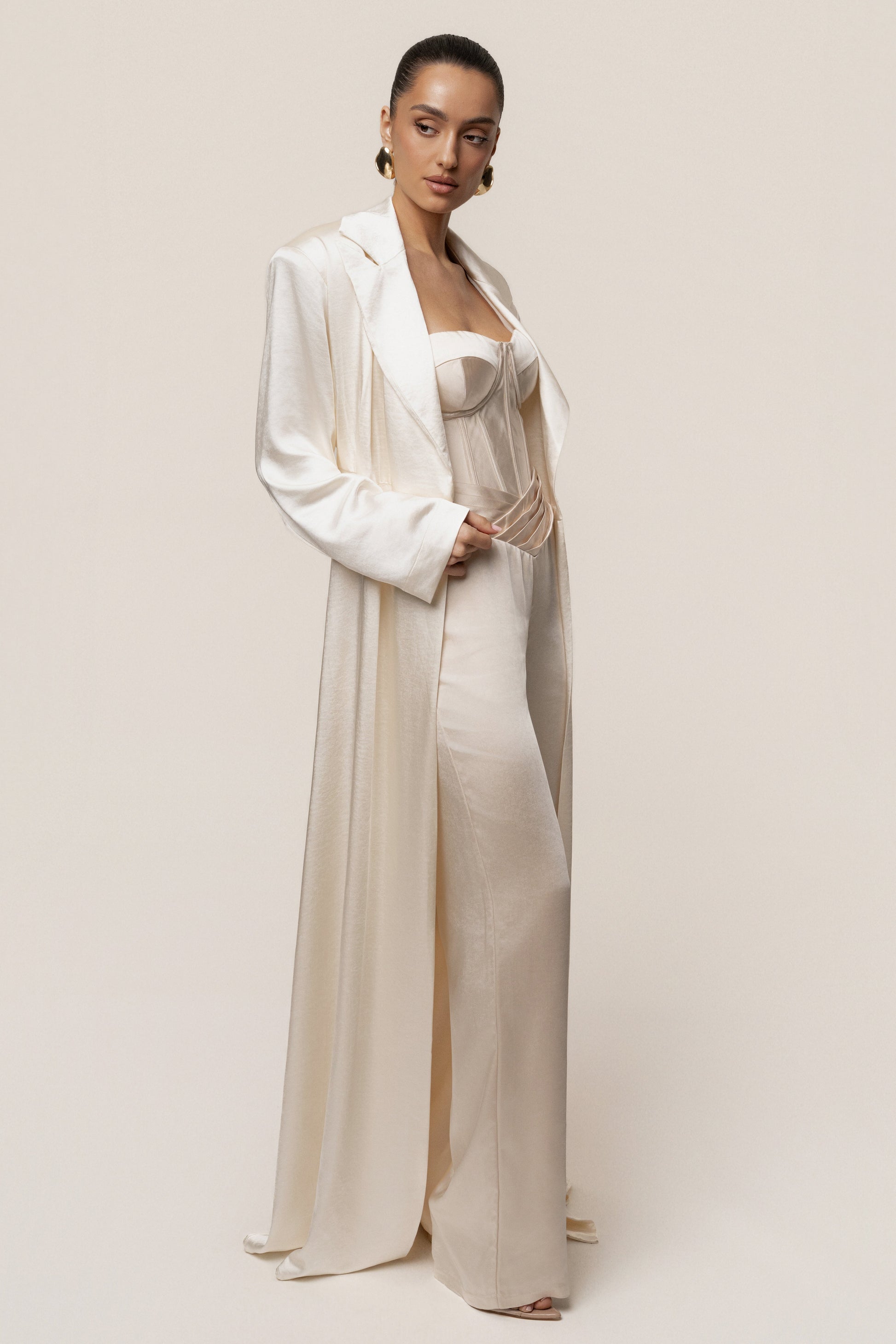 Ivory Satin Embrace Maxi Dress JLUXLABEL