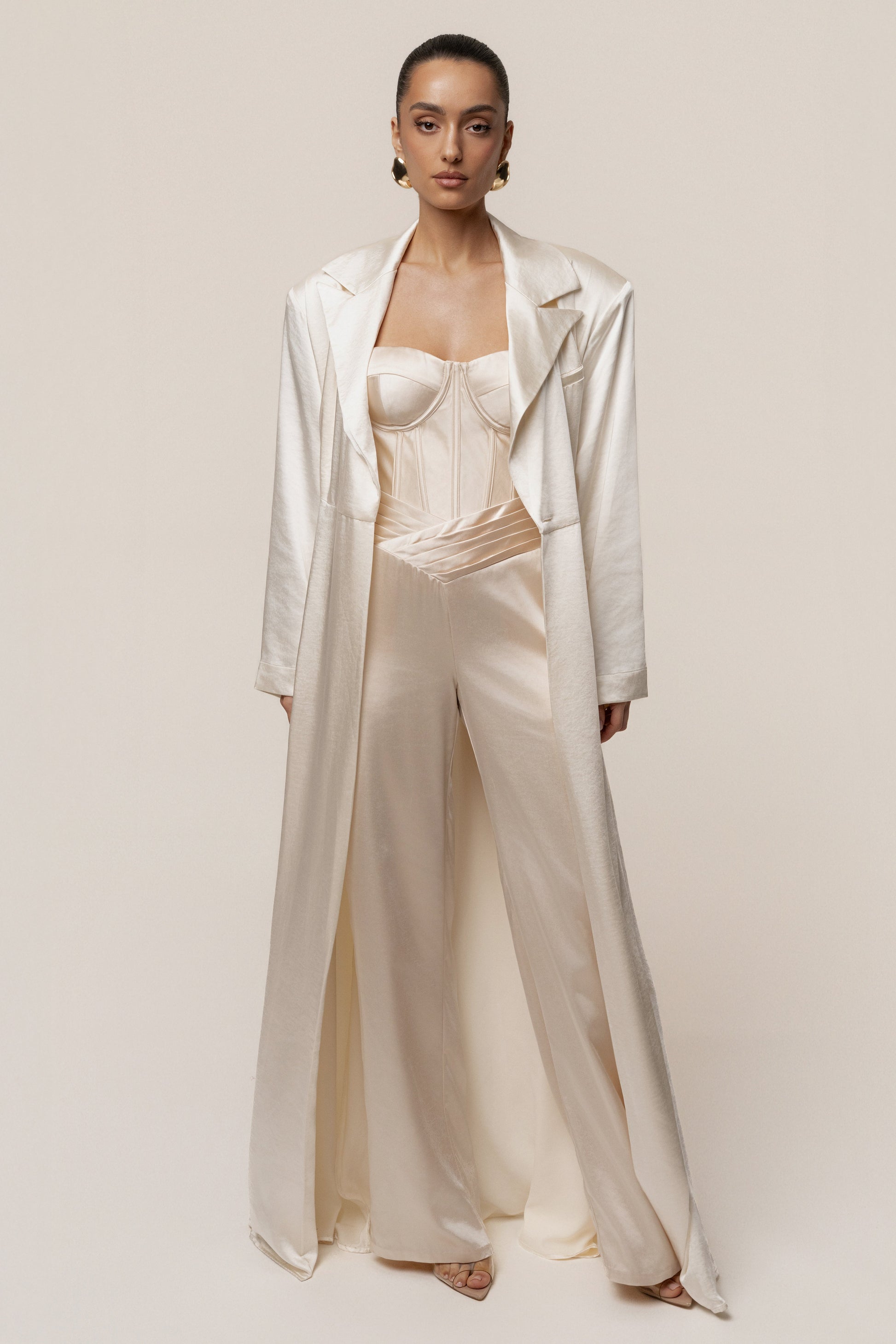 Champagne Adore Me Satin Corset JLUXLABEL