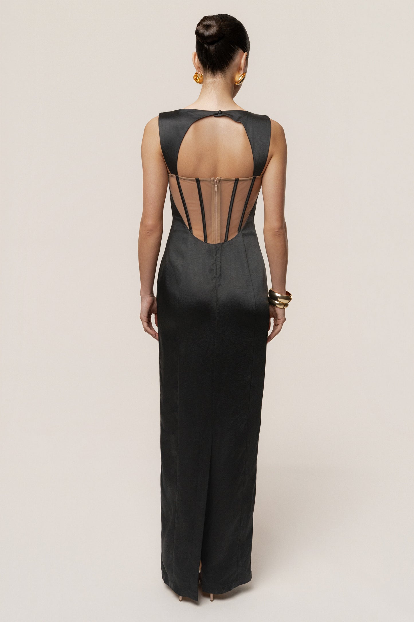 Black Amour Satin Maxi Dress JLUXLABEL