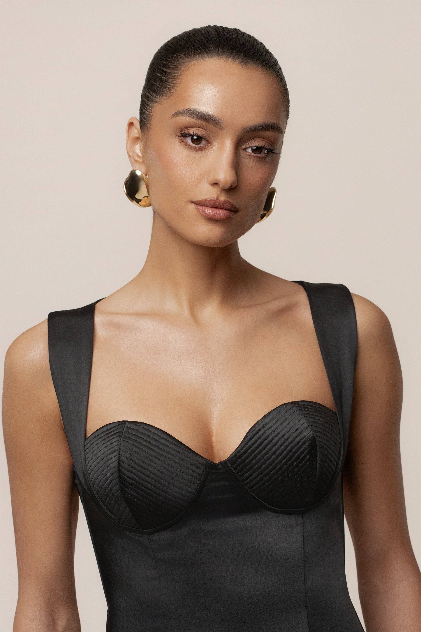 Black Amour Satin Maxi Dress JLUXLABEL
