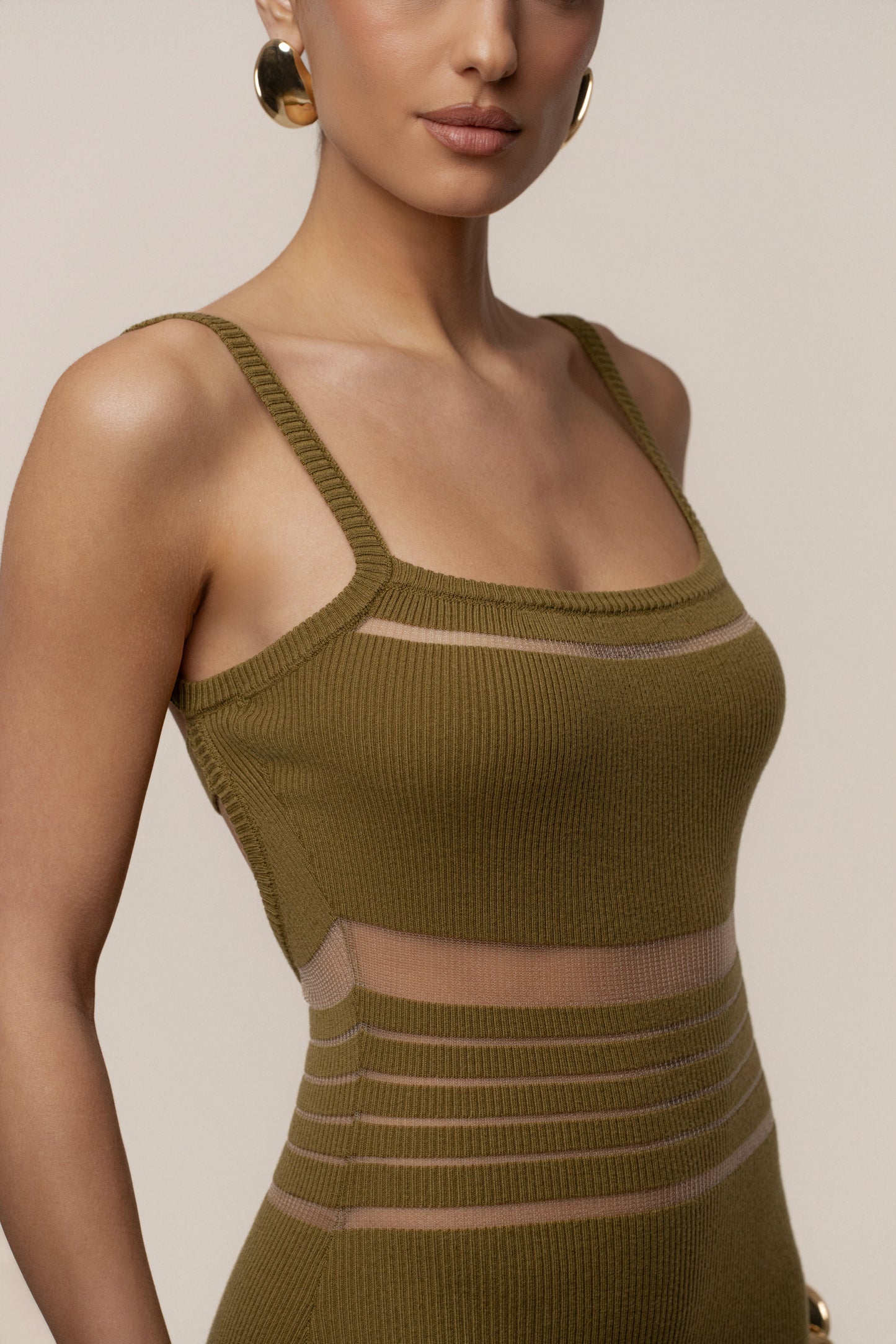 Moss Striped Rib Knit Dress JLUXLABEL