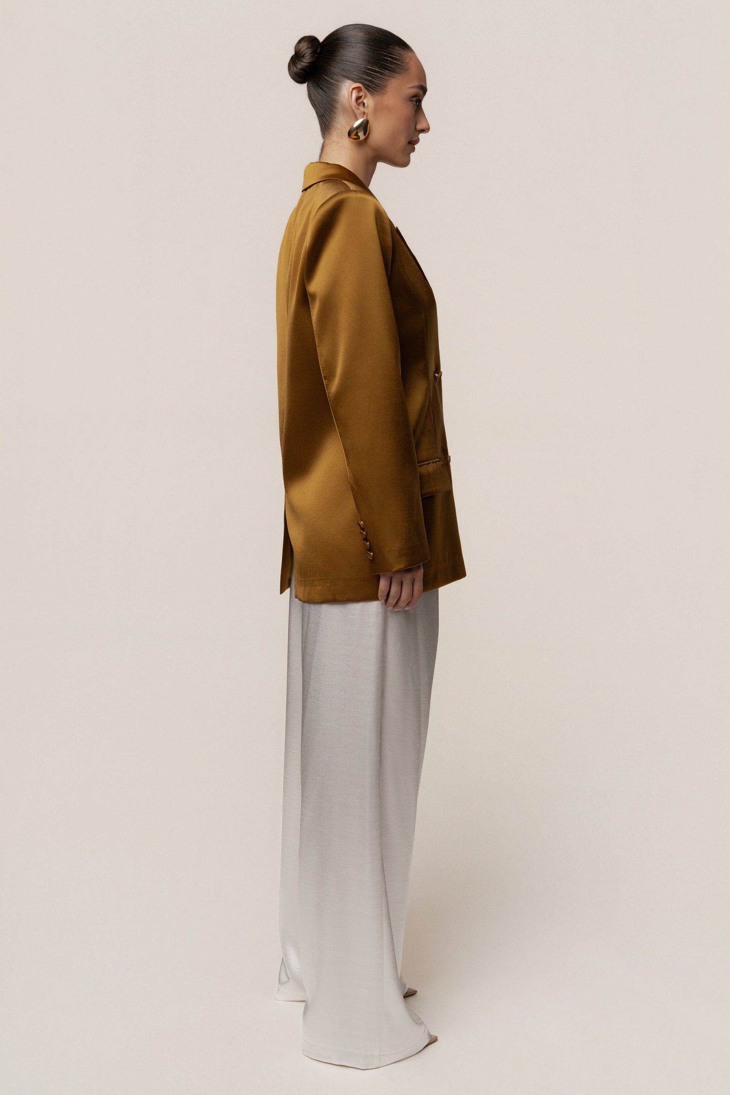 Bronze Lara Oversize Satin Blazer JLUXLABEL