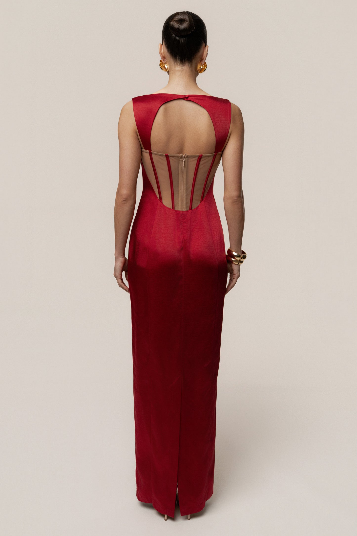 Red Amour Satin Maxi Dress JLUXLABEL