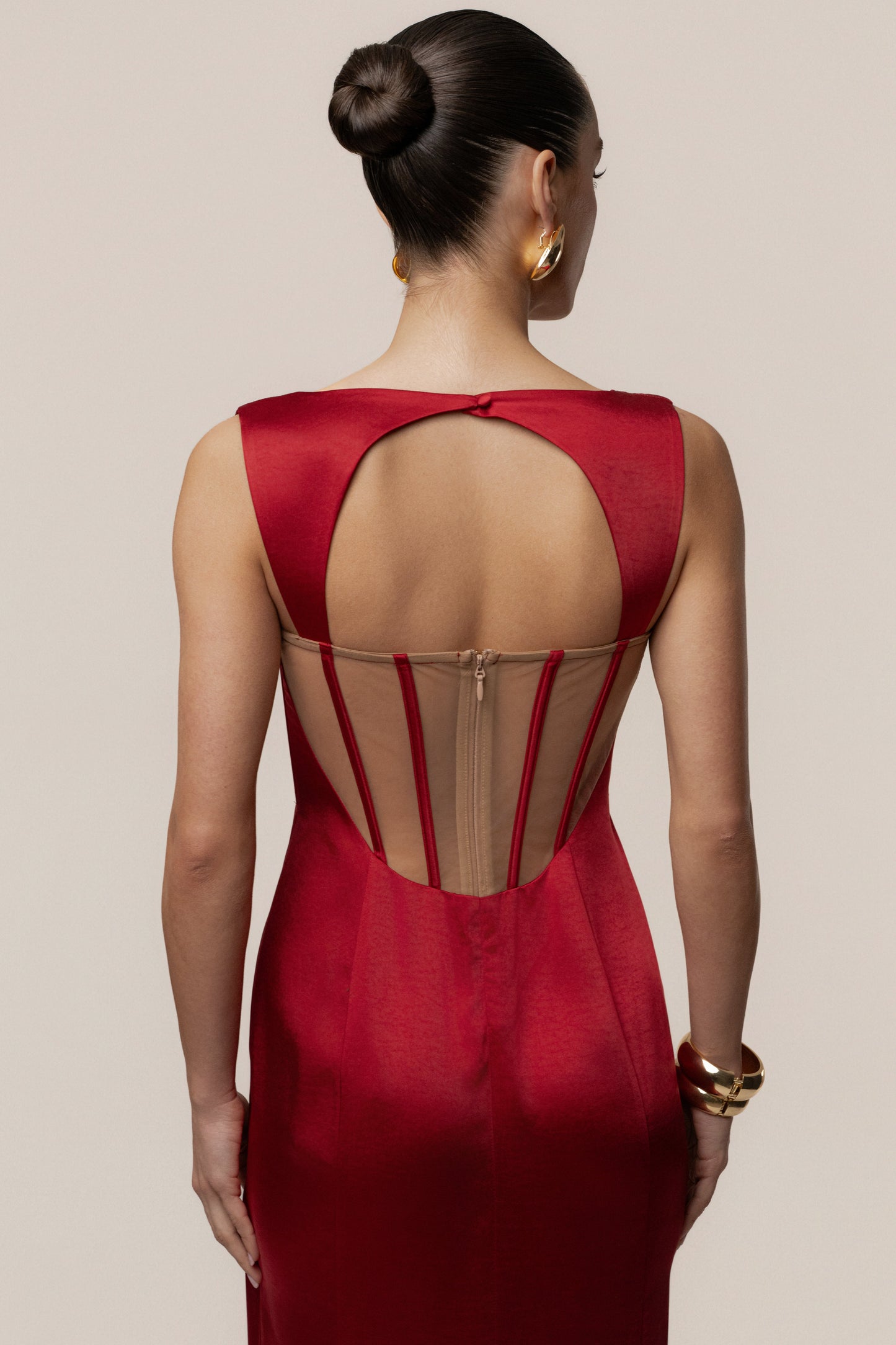 Red Amour Satin Maxi Dress JLUXLABEL