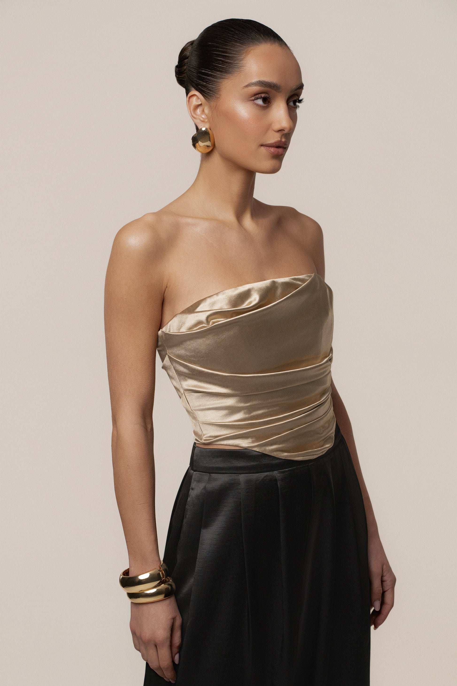 Gold Sparkling Hour Satin Corset JLUXLABEL