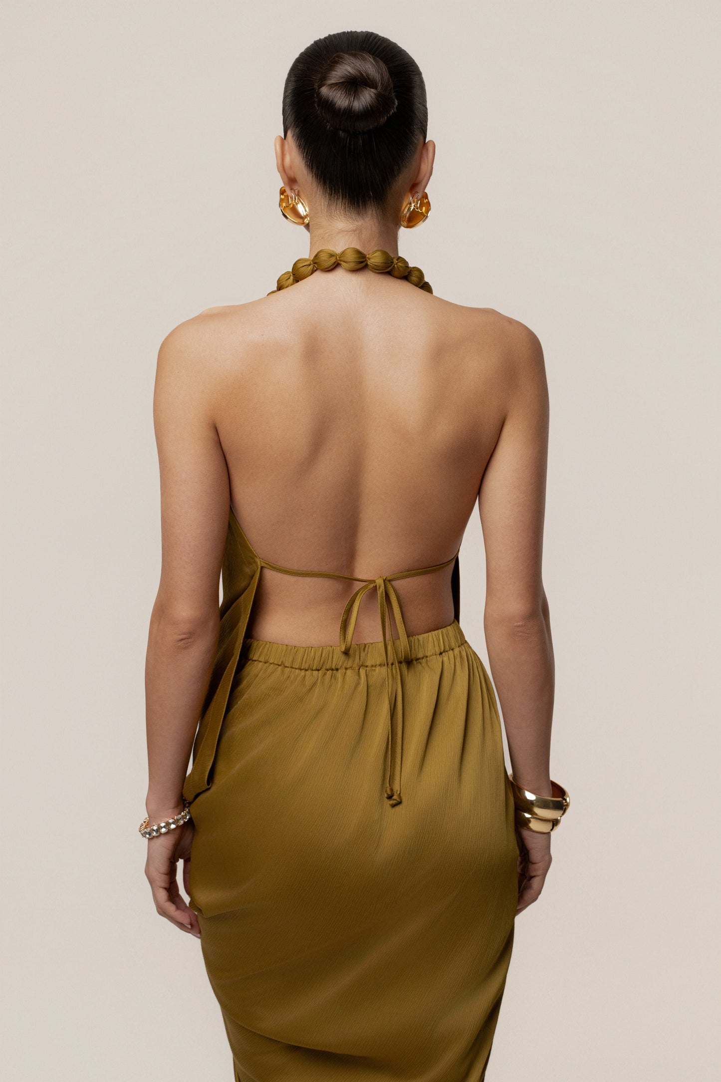 Lime Dolce Drape Dress JLUXLABEL