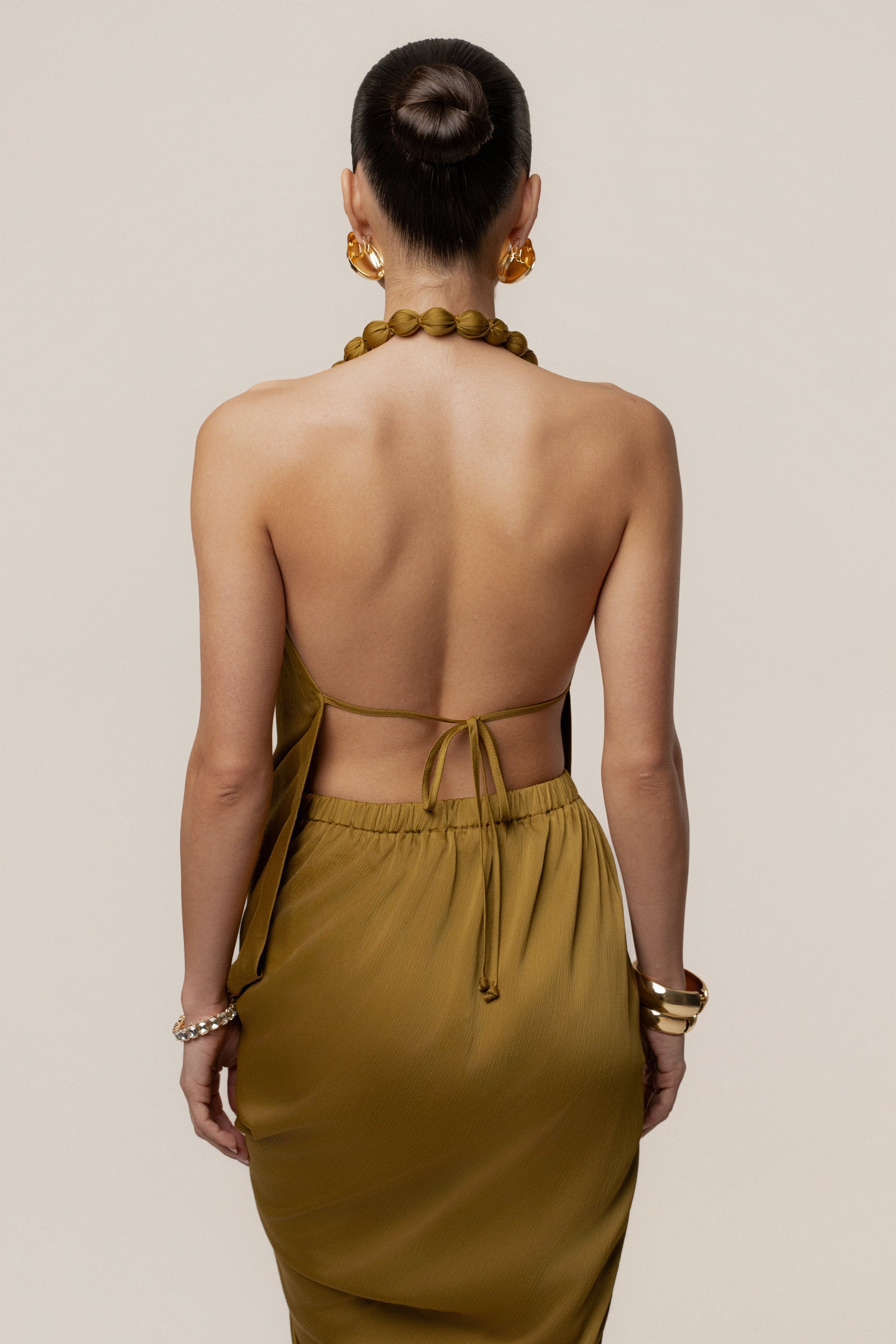 Lime Dolce Drape Dress JLUXLABEL