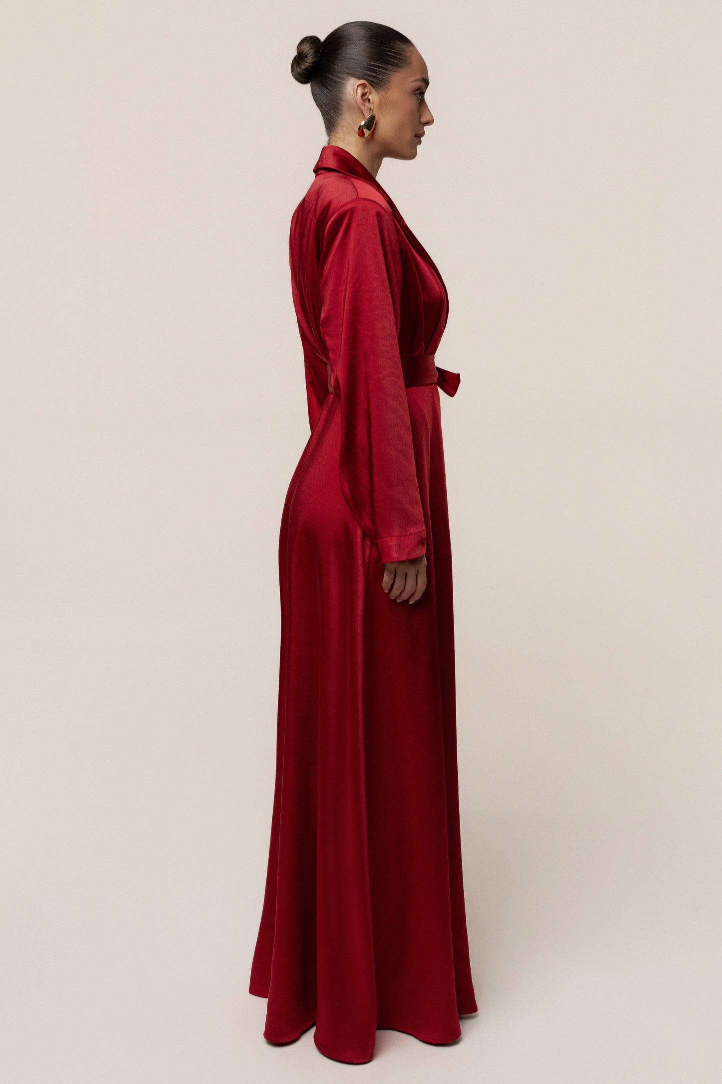 Burgundy Satin Embrace Maxi Dress JLUXLABEL
