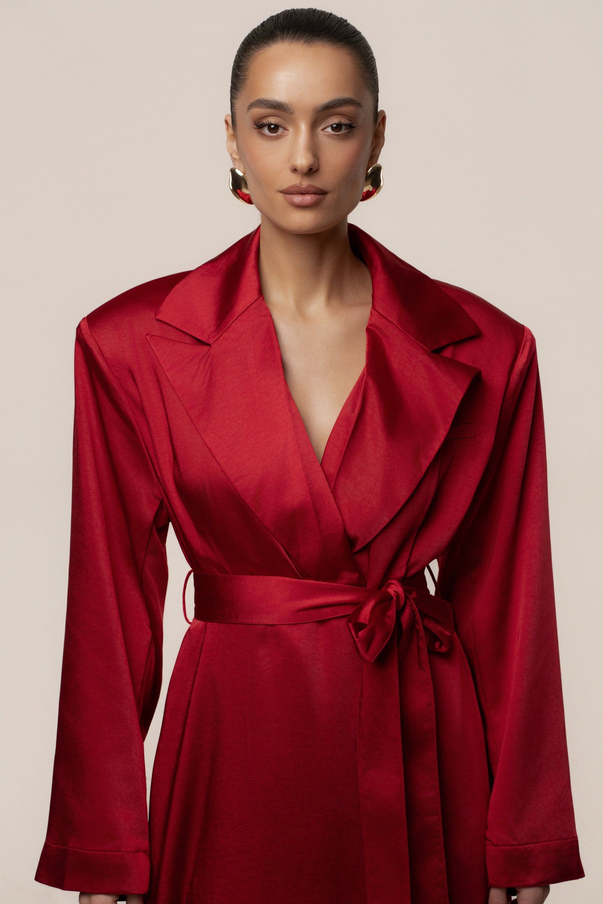 Burgundy Satin Embrace Maxi Dress JLUXLABEL