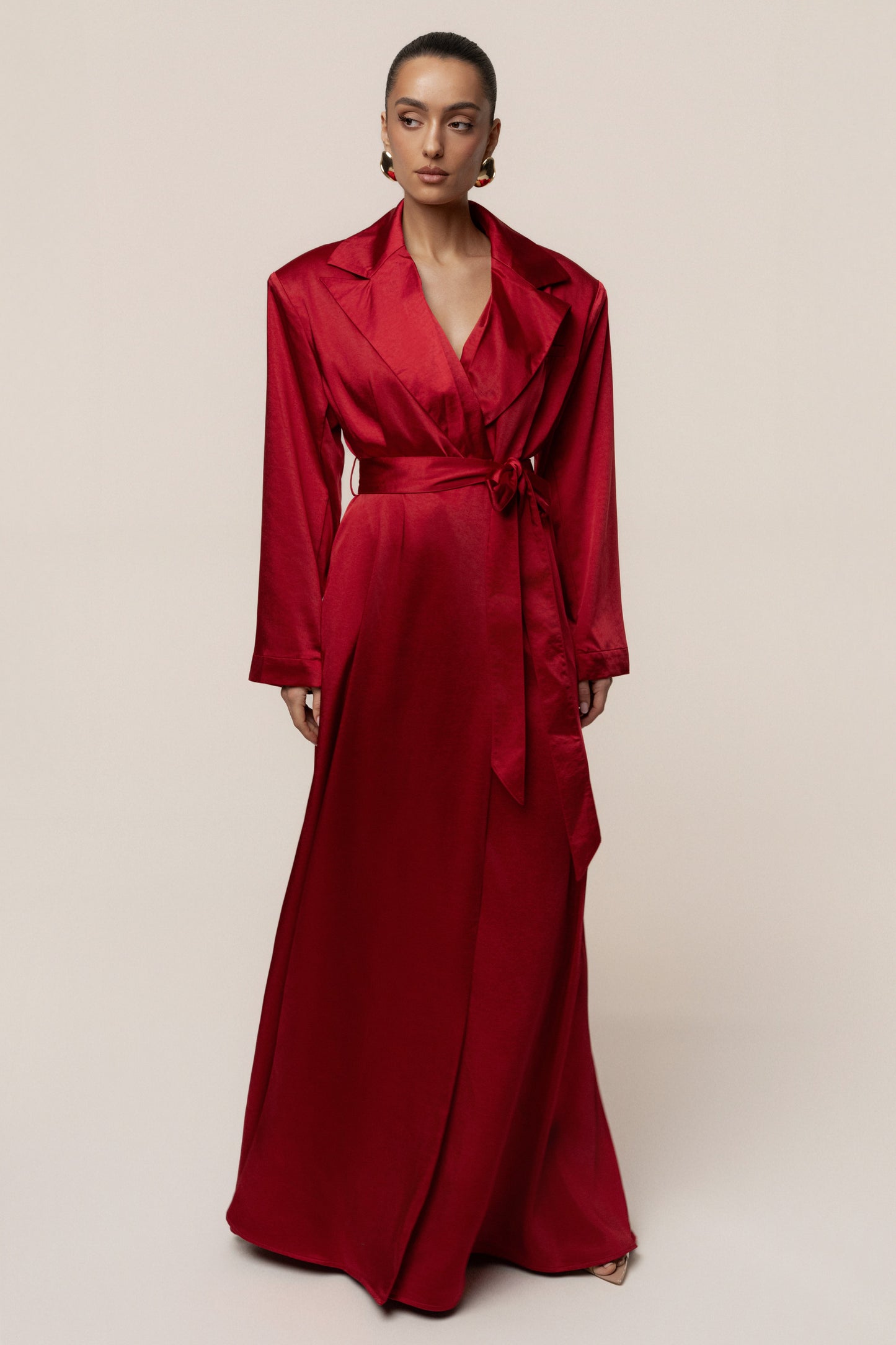 Burgundy Satin Embrace Maxi Dress JLUXLABEL