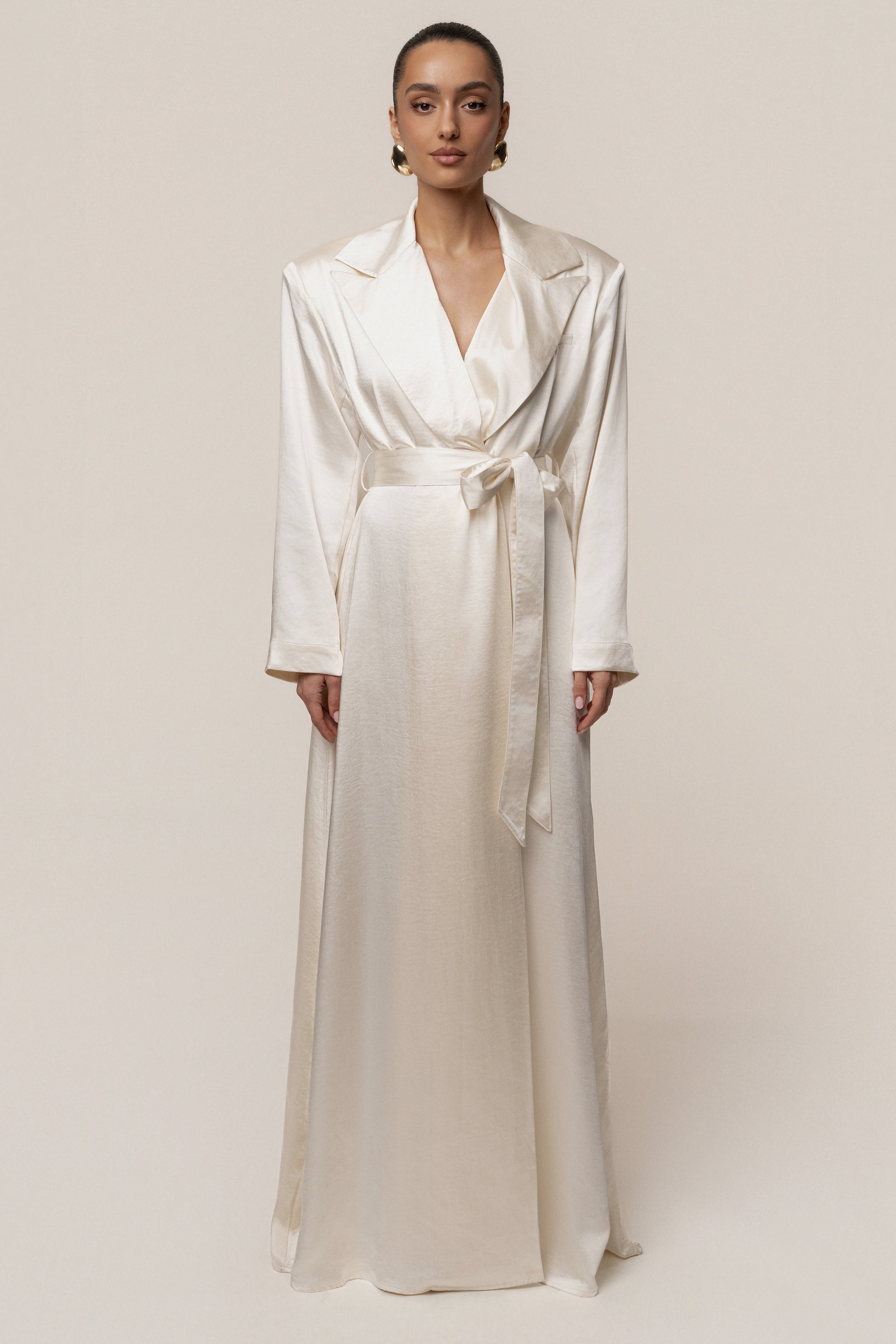 Ivory Satin Embrace Maxi Dress JLUXLABEL