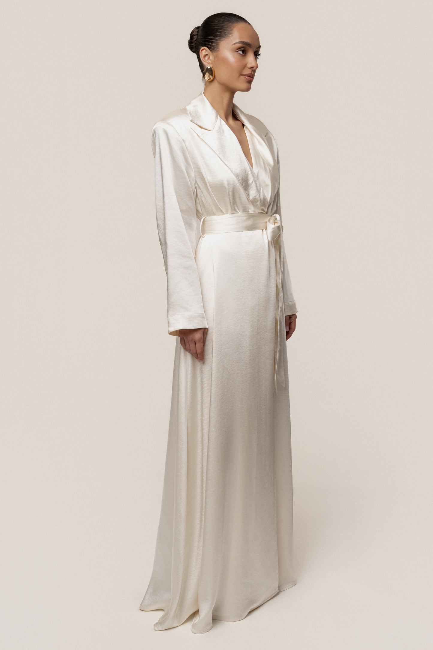 Ivory Satin Embrace Maxi Dress JLUXLABEL