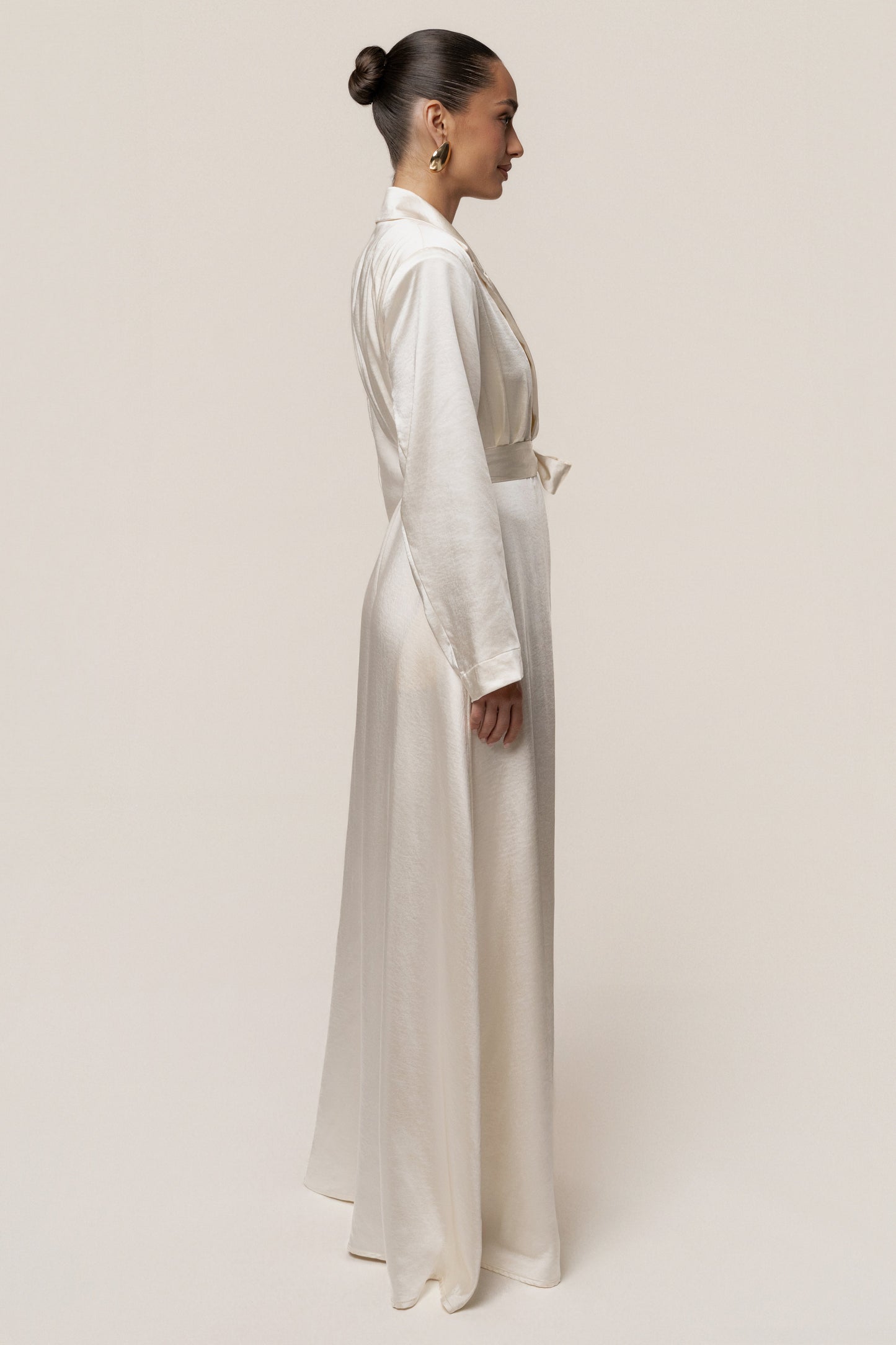 Ivory Satin Embrace Maxi Dress JLUXLABEL