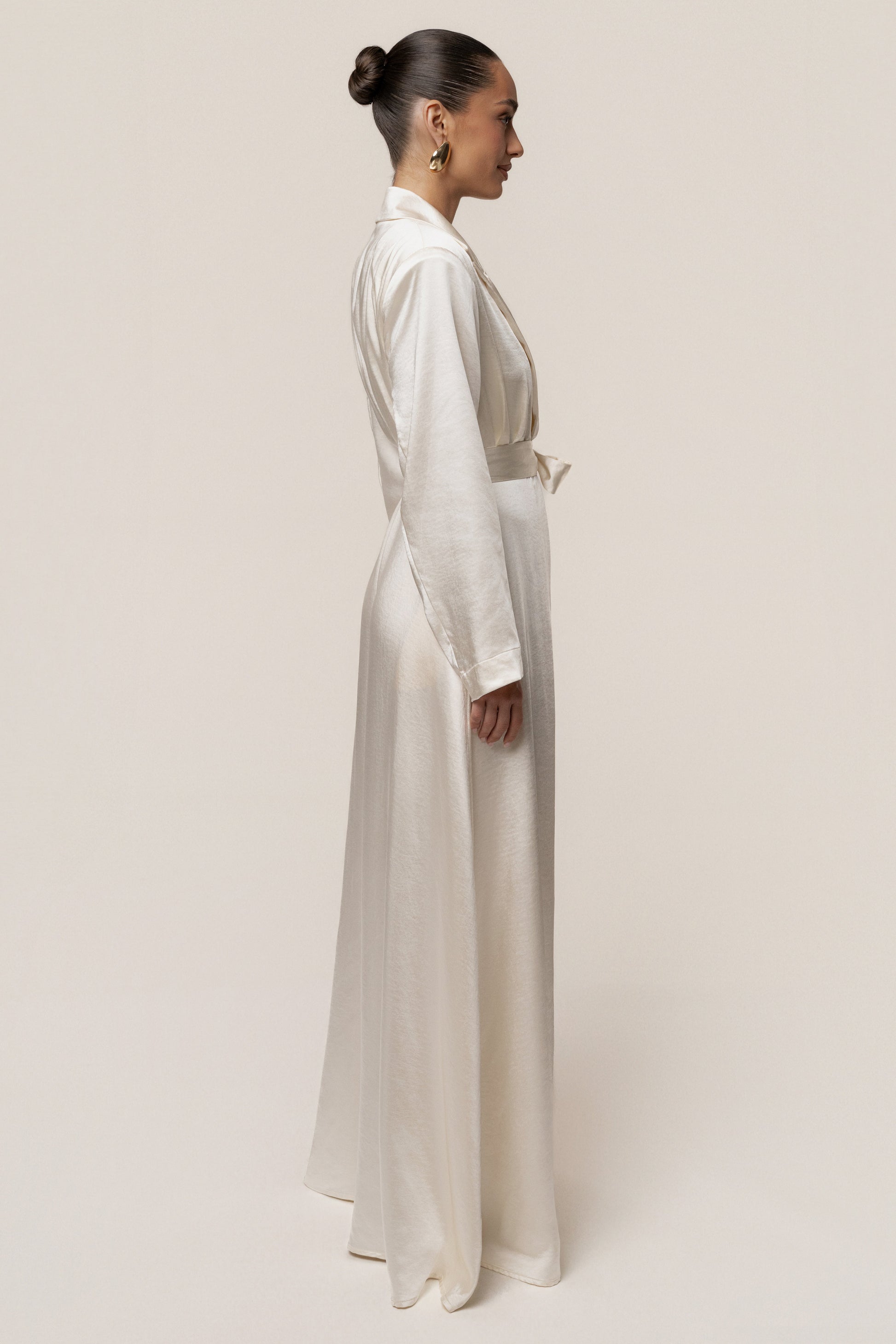 Ivory Satin Embrace Maxi Dress JLUXLABEL
