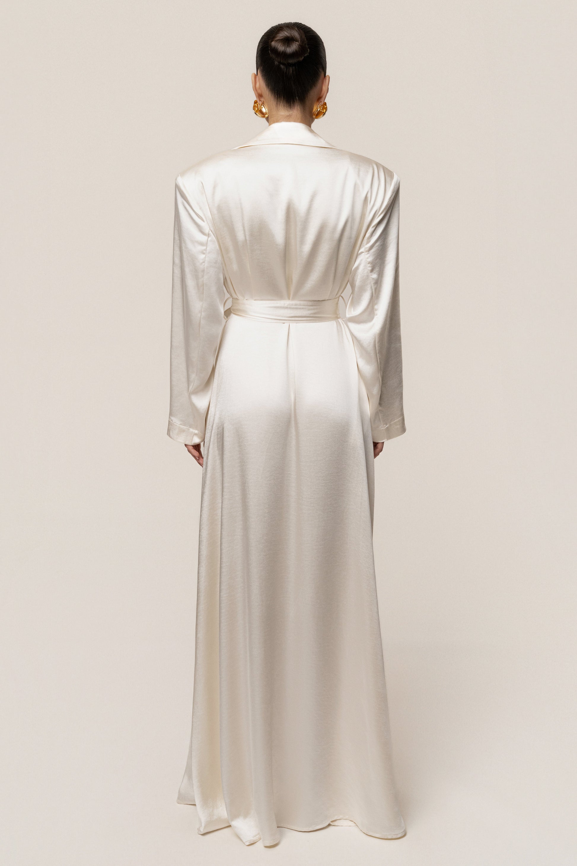 Ivory Satin Embrace Maxi Dress JLUXLABEL