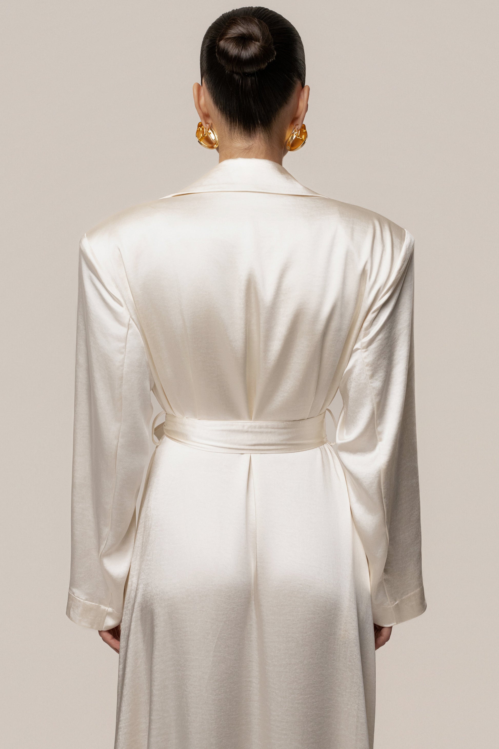 Ivory Satin Embrace Maxi Dress JLUXLABEL