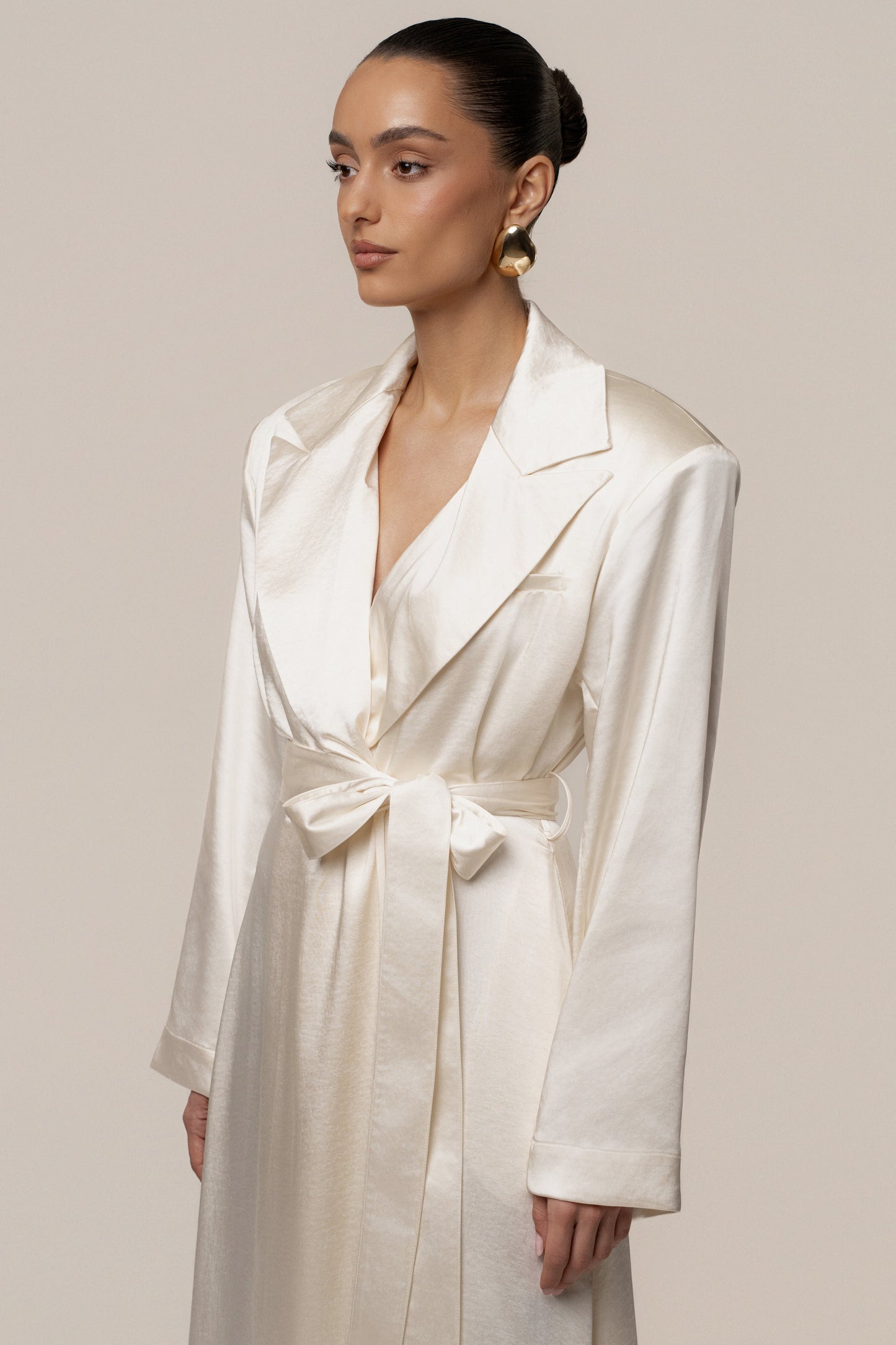 Ivory Satin Embrace Maxi Dress JLUXLABEL