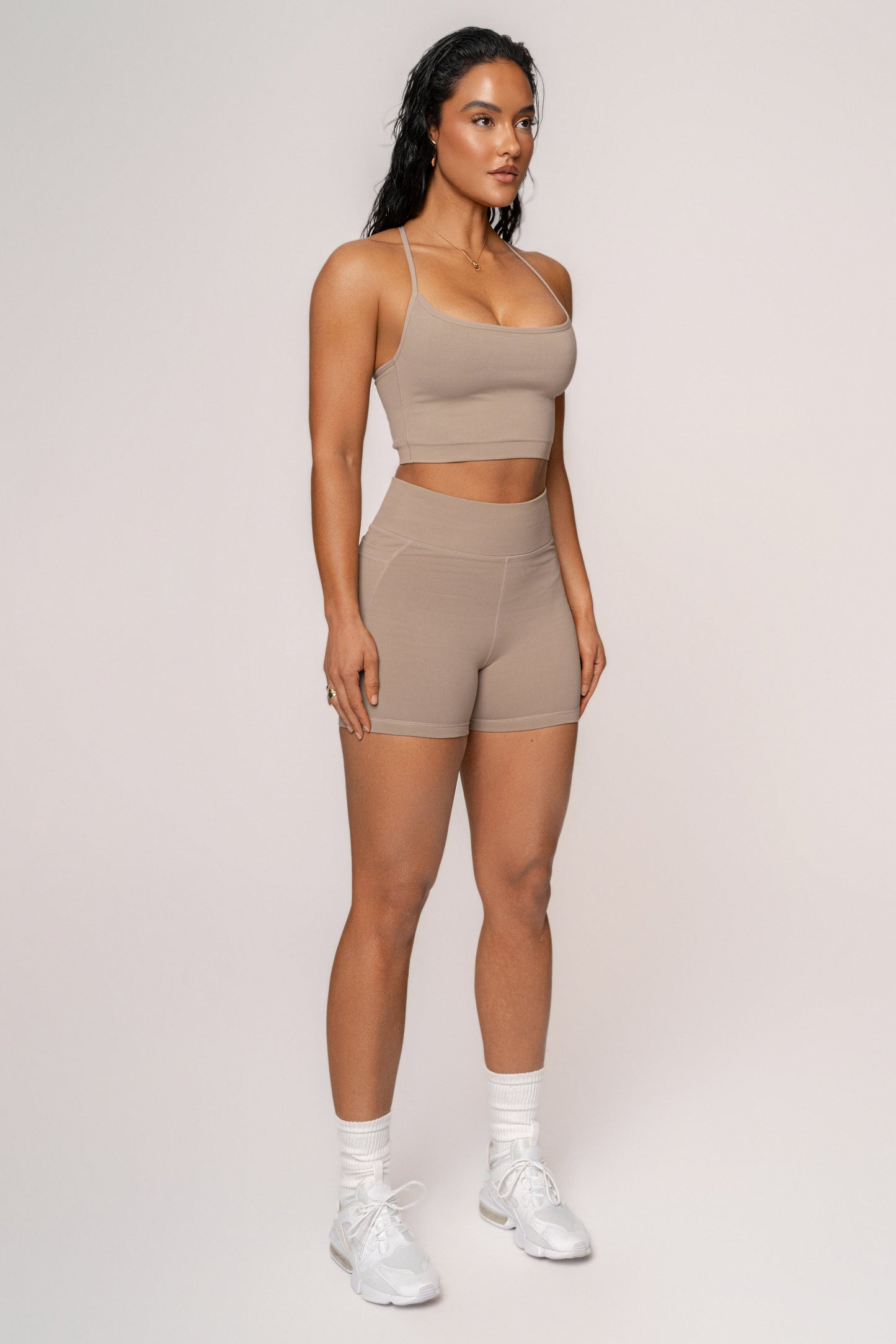 Beige Active Crop Top
