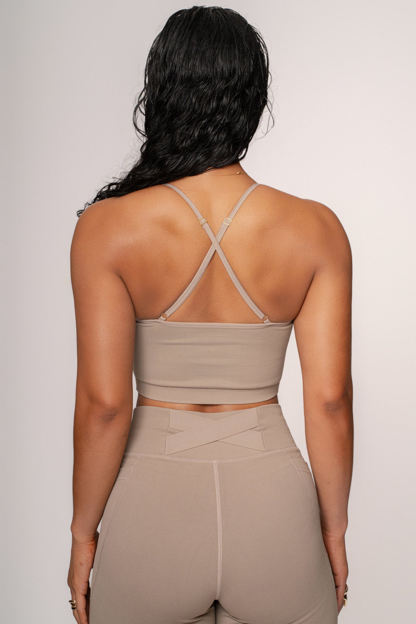 Beige Active Crop Top