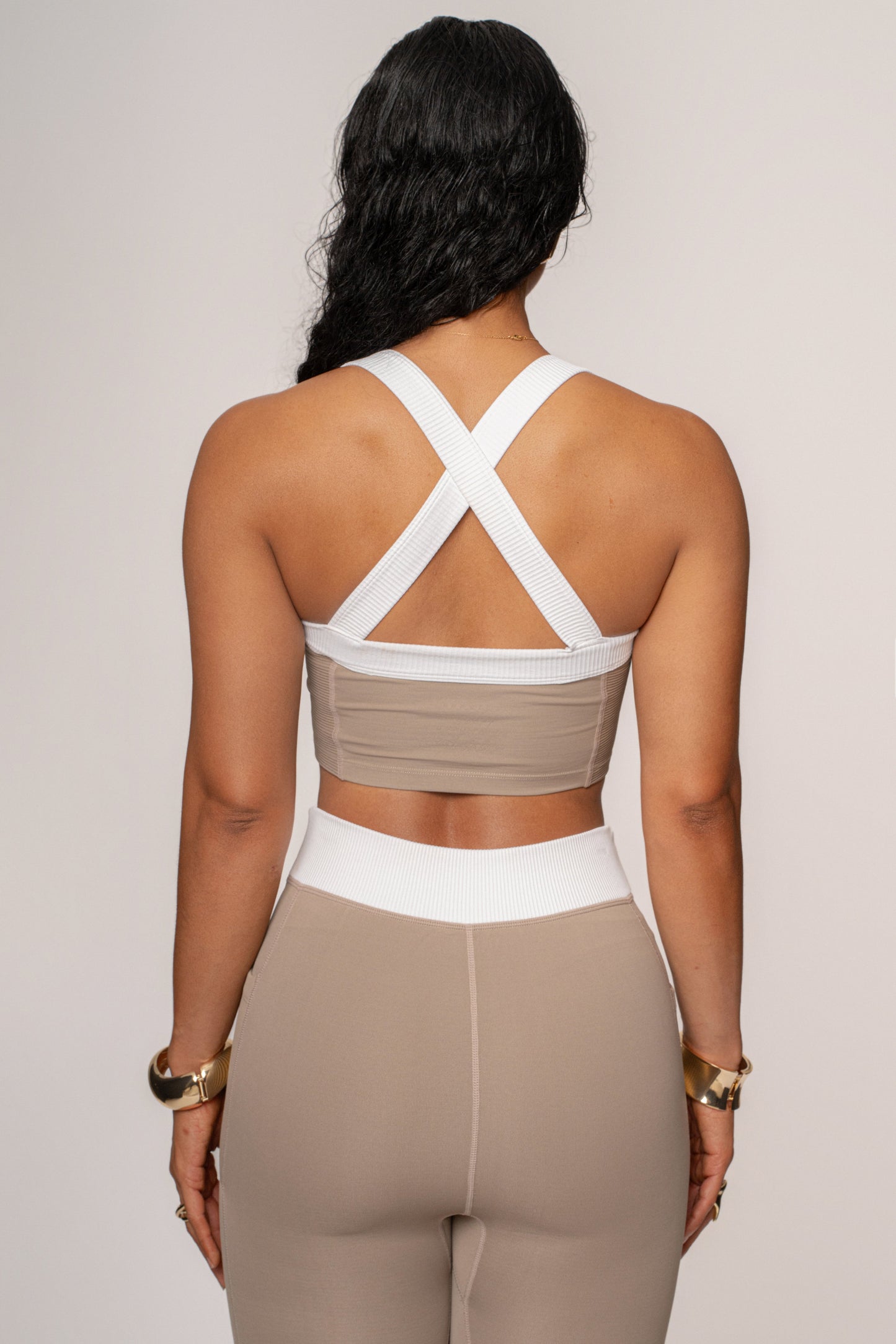Beige/White Ultimate Ribbed Halter Top