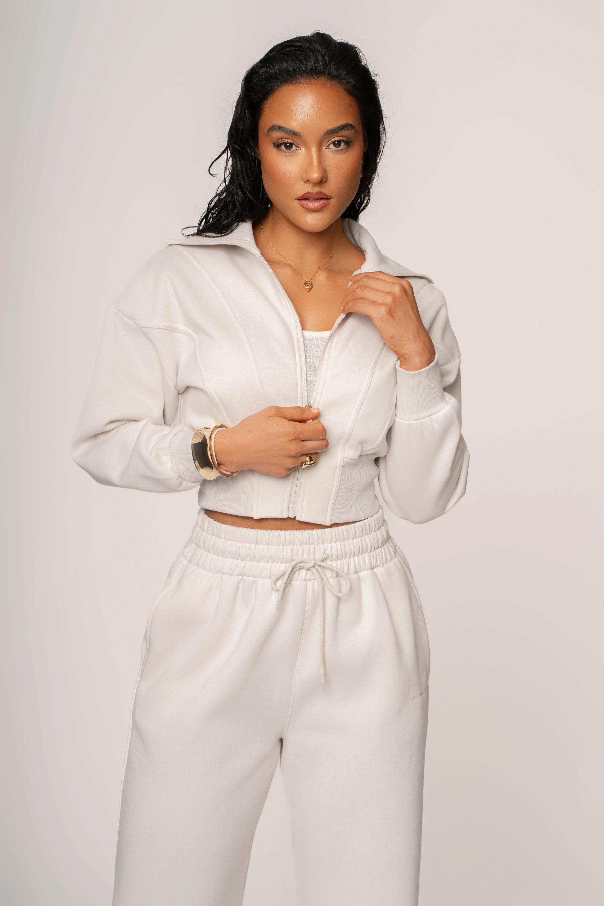 Bone JLUXLABEL Logo Zip Up Jacket JLUXLABEL