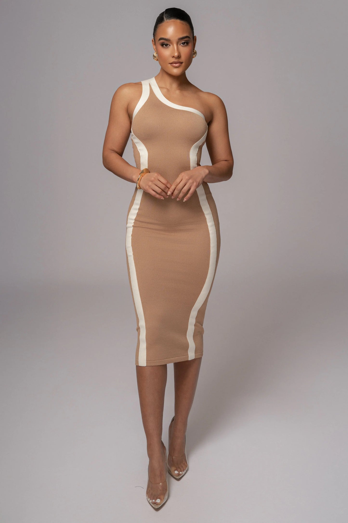Beige Breann Contrast Maxi Dress JLUXLABEL