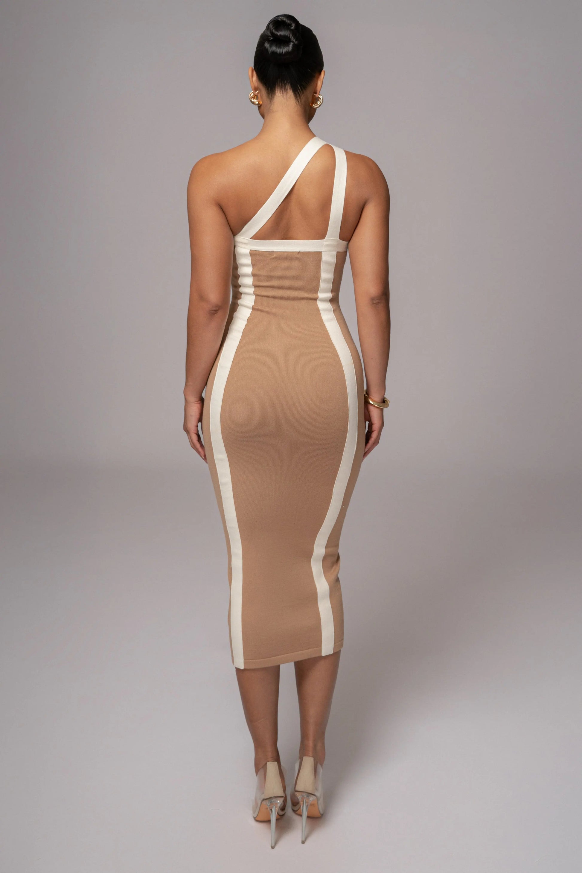Beige Breann Contrast Maxi Dress JLUXLABEL