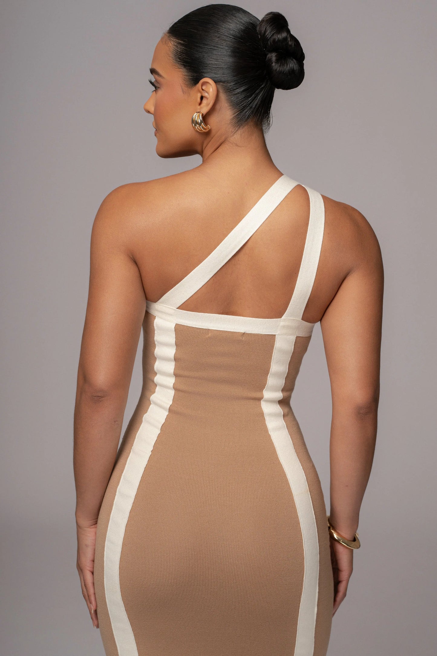 Beige Breann Contrast Maxi Dress JLUXLABEL
