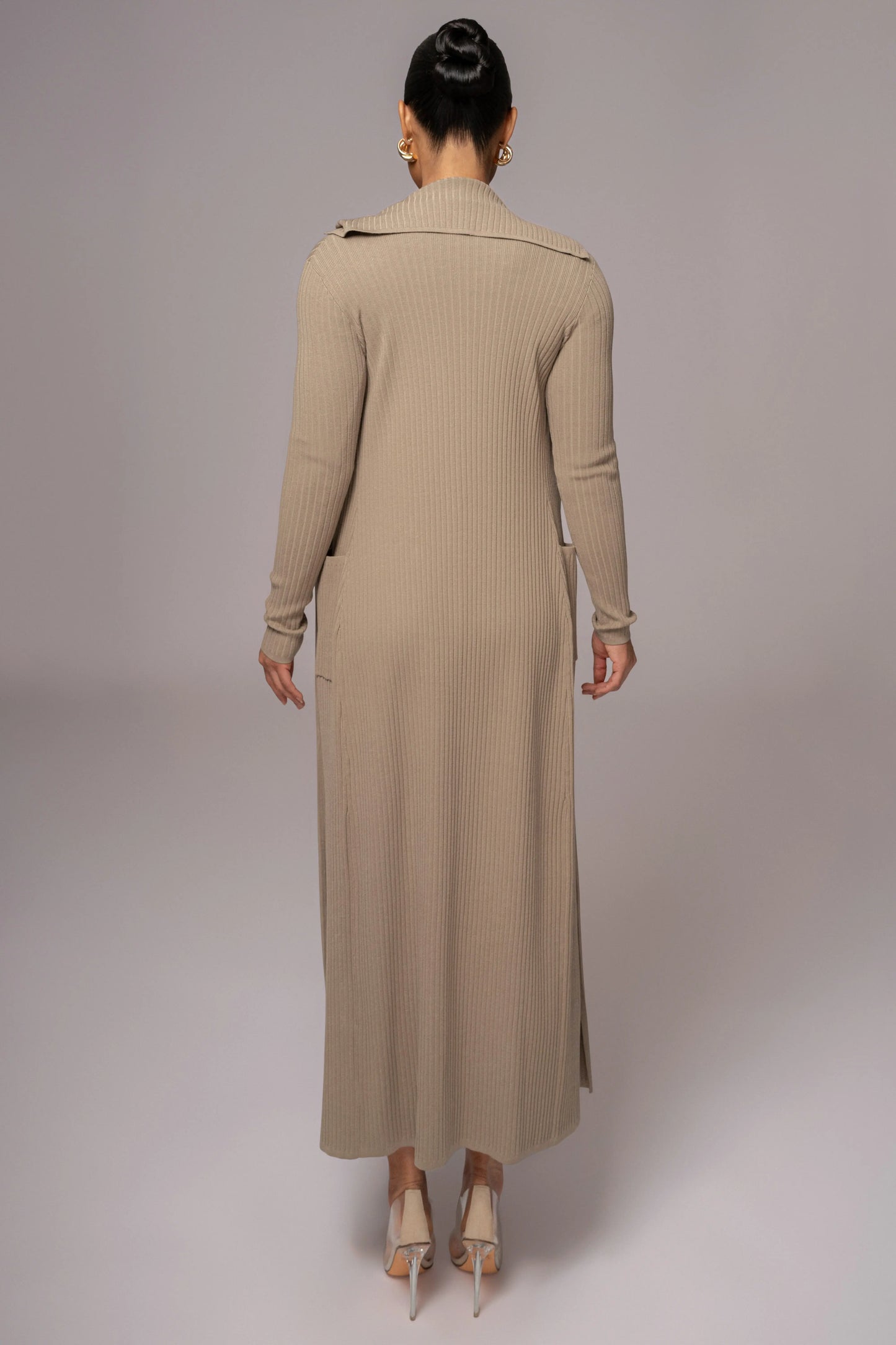 Taupe Lida Ribbed Duster JLUXLABEL