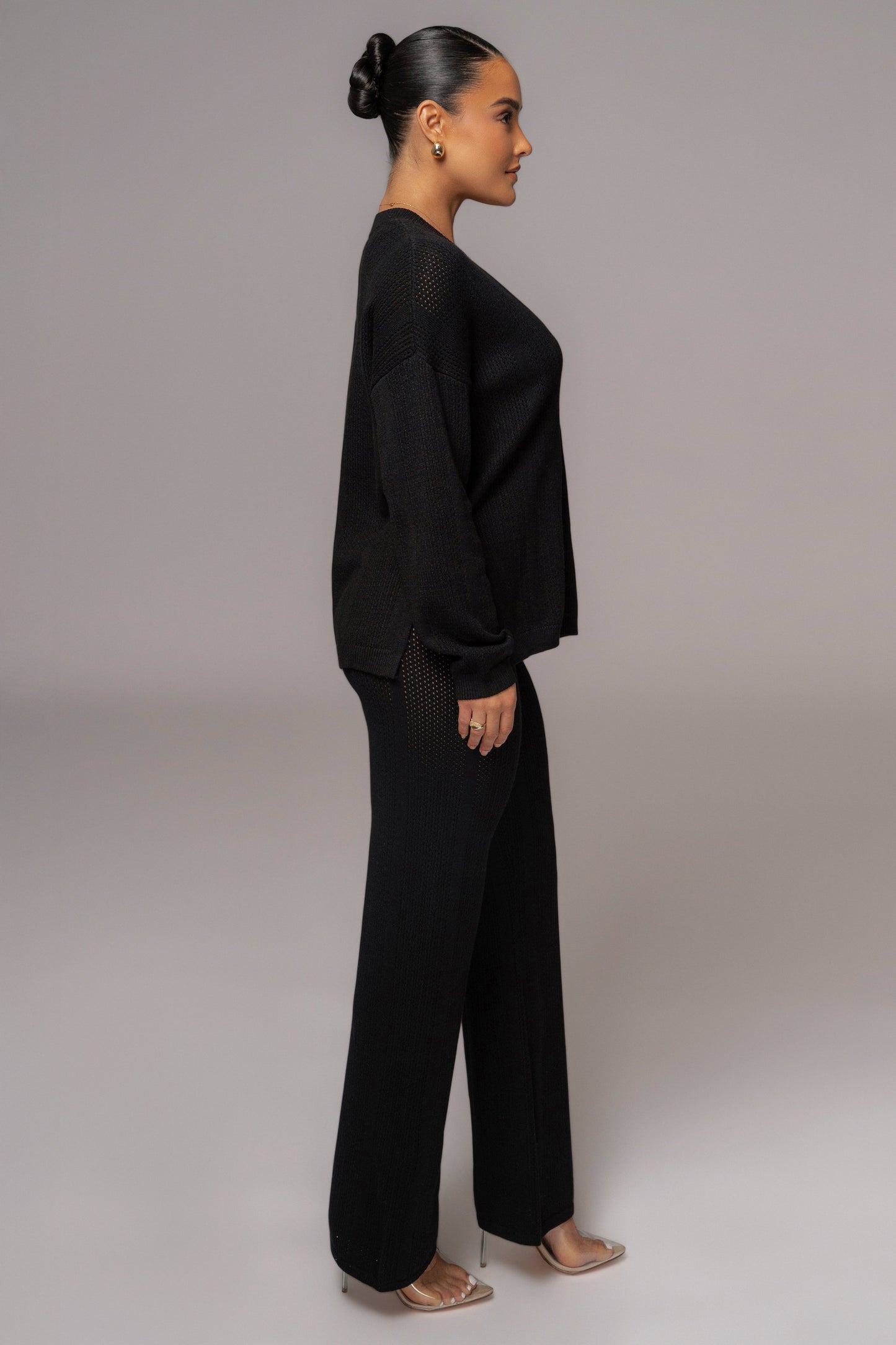 Black Fortuna Sweater Knit Pants