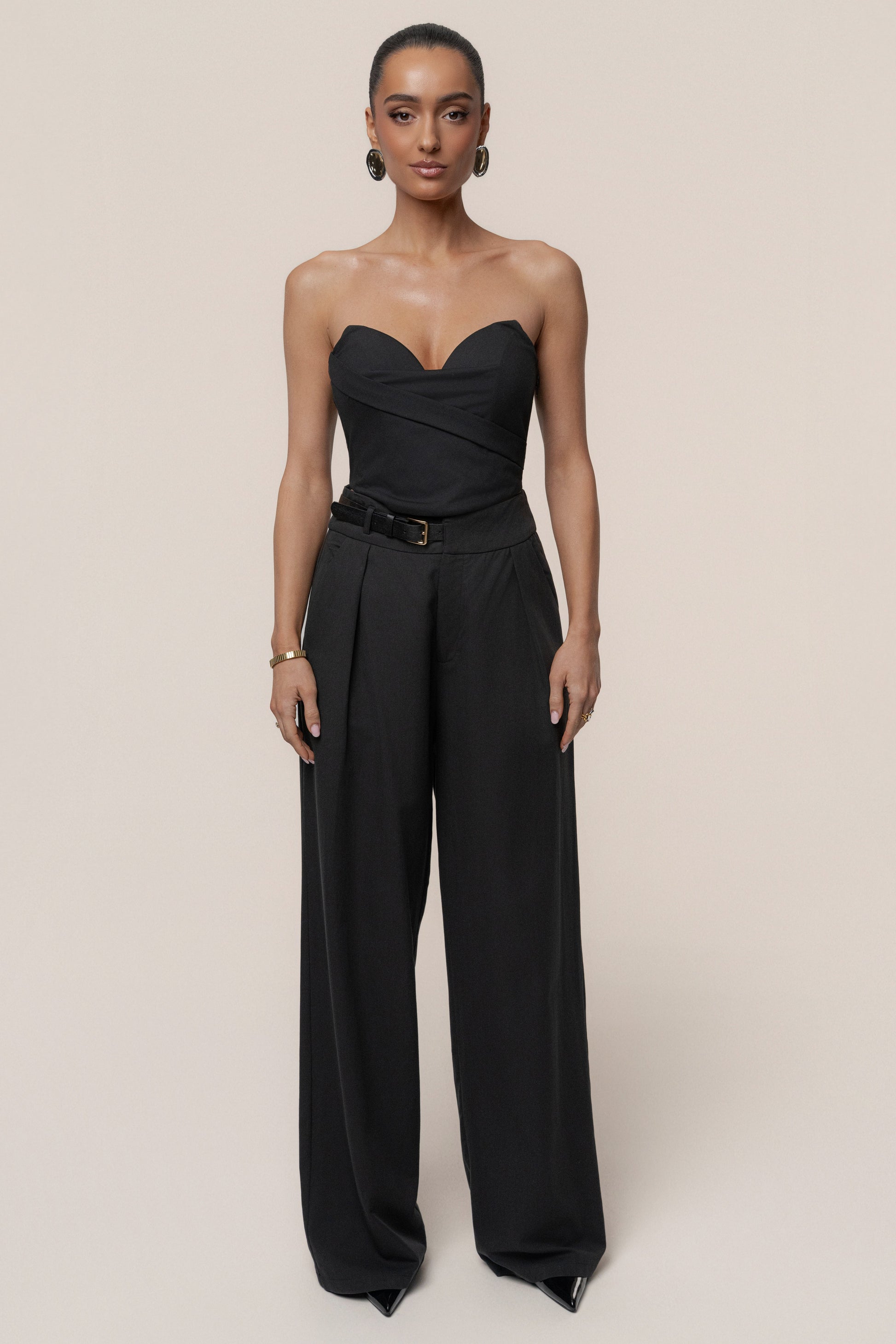 Black Everywhere Belted Trousers JLUXLABEL