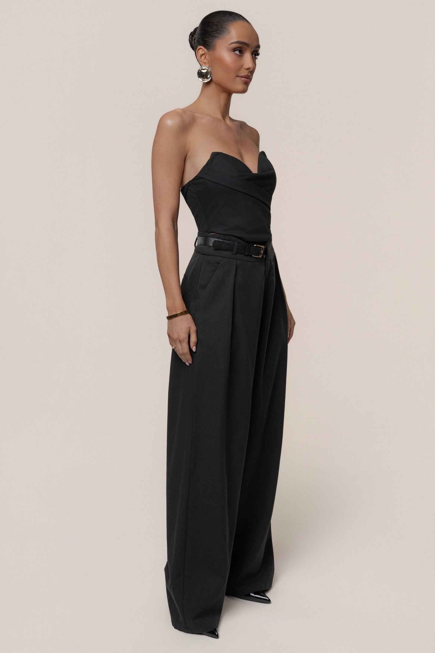 Black Everywhere Belted Trousers JLUXLABEL