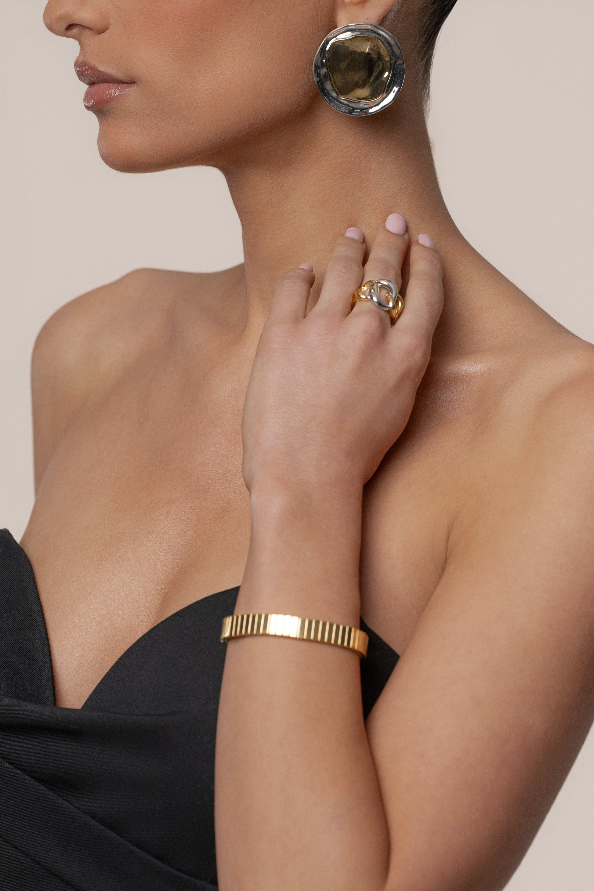 Silver/Gold Jae Open Band Ring JLUXLABEL