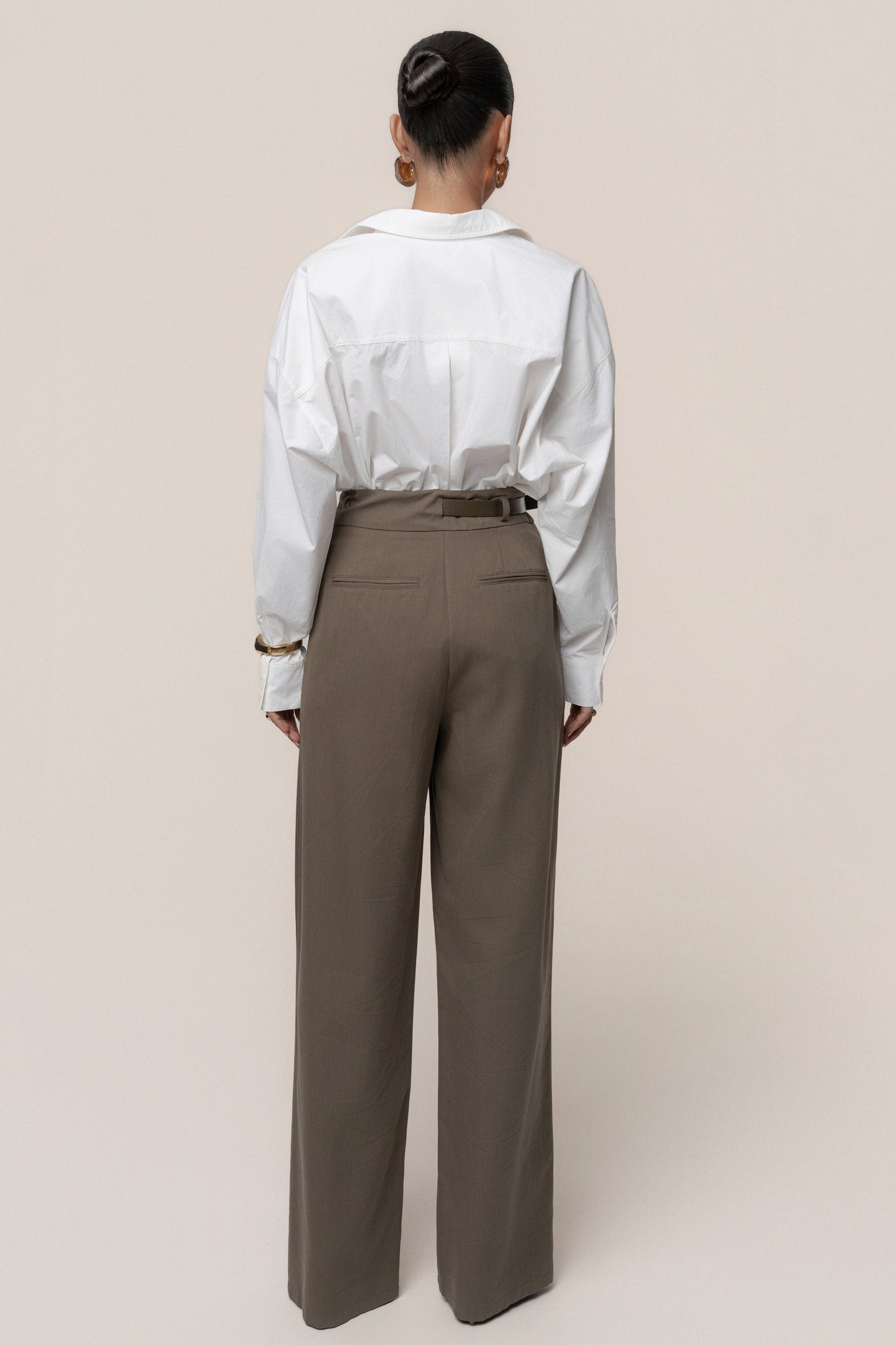 Dark Taupe Everywhere Belted Trousers JLUXLABEL
