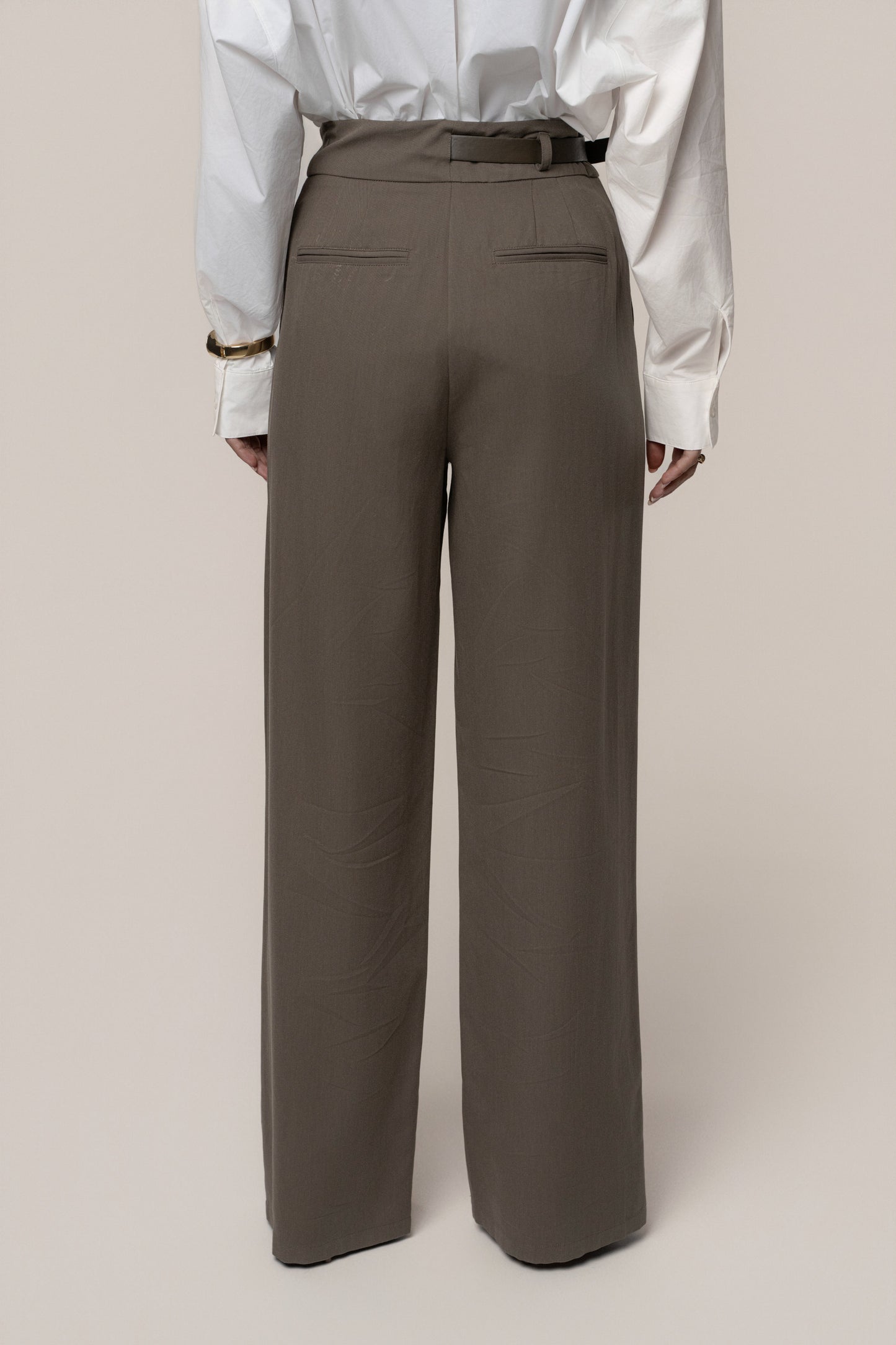 Dark Taupe Everywhere Belted Trousers JLUXLABEL