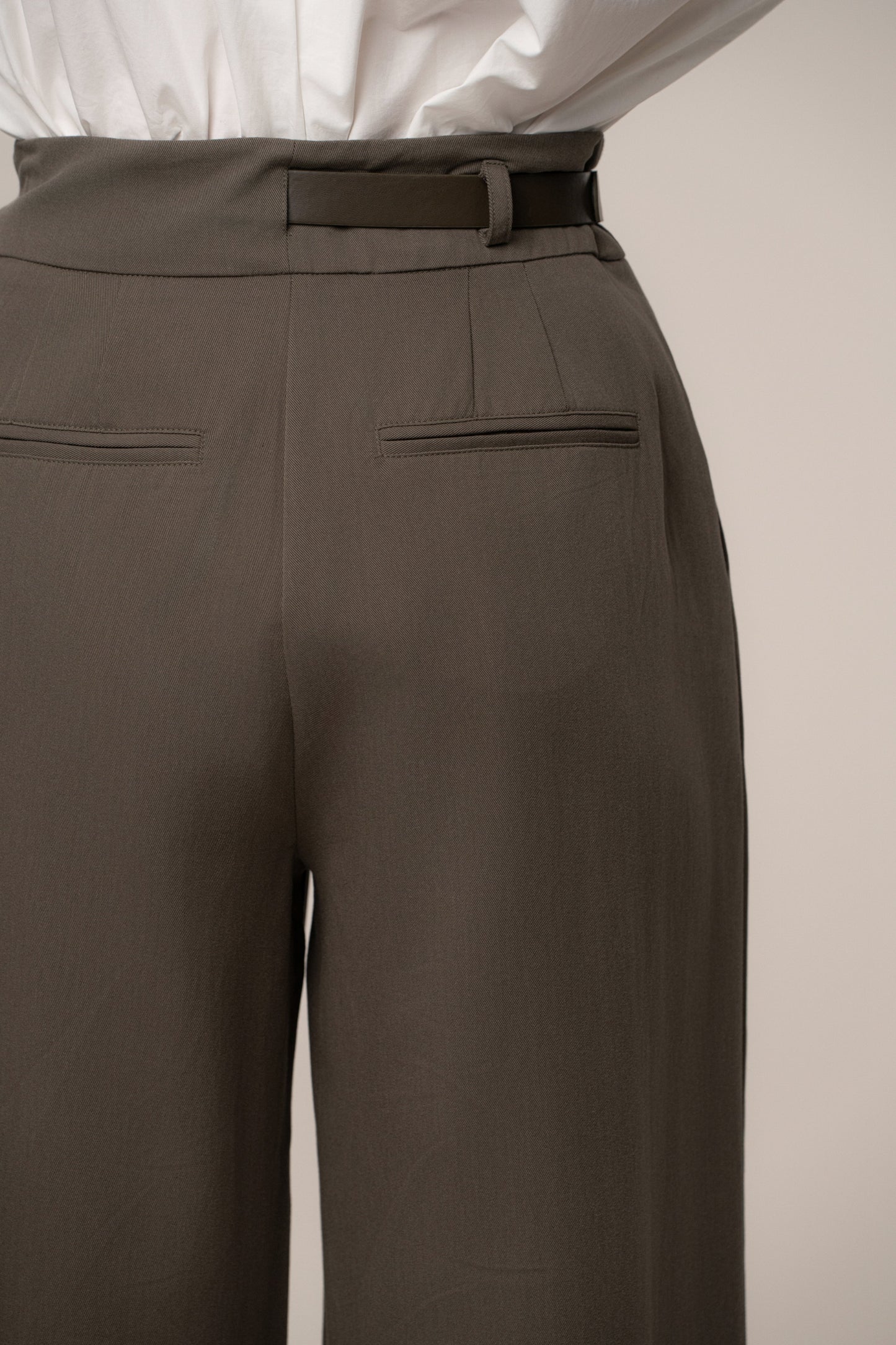 Dark Taupe Everywhere Belted Trousers JLUXLABEL