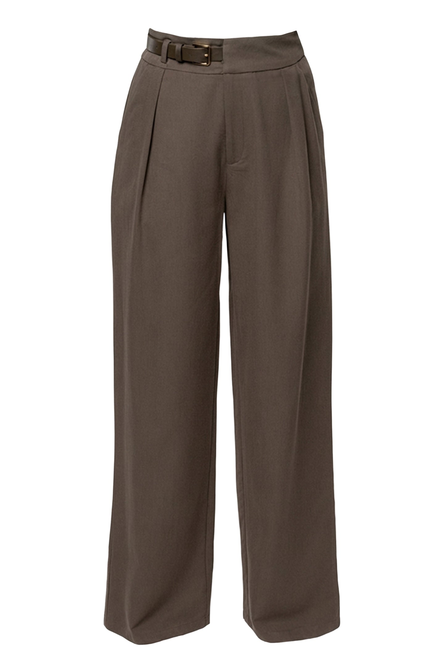 Dark Taupe Everywhere Belted Trousers JLUXLABEL
