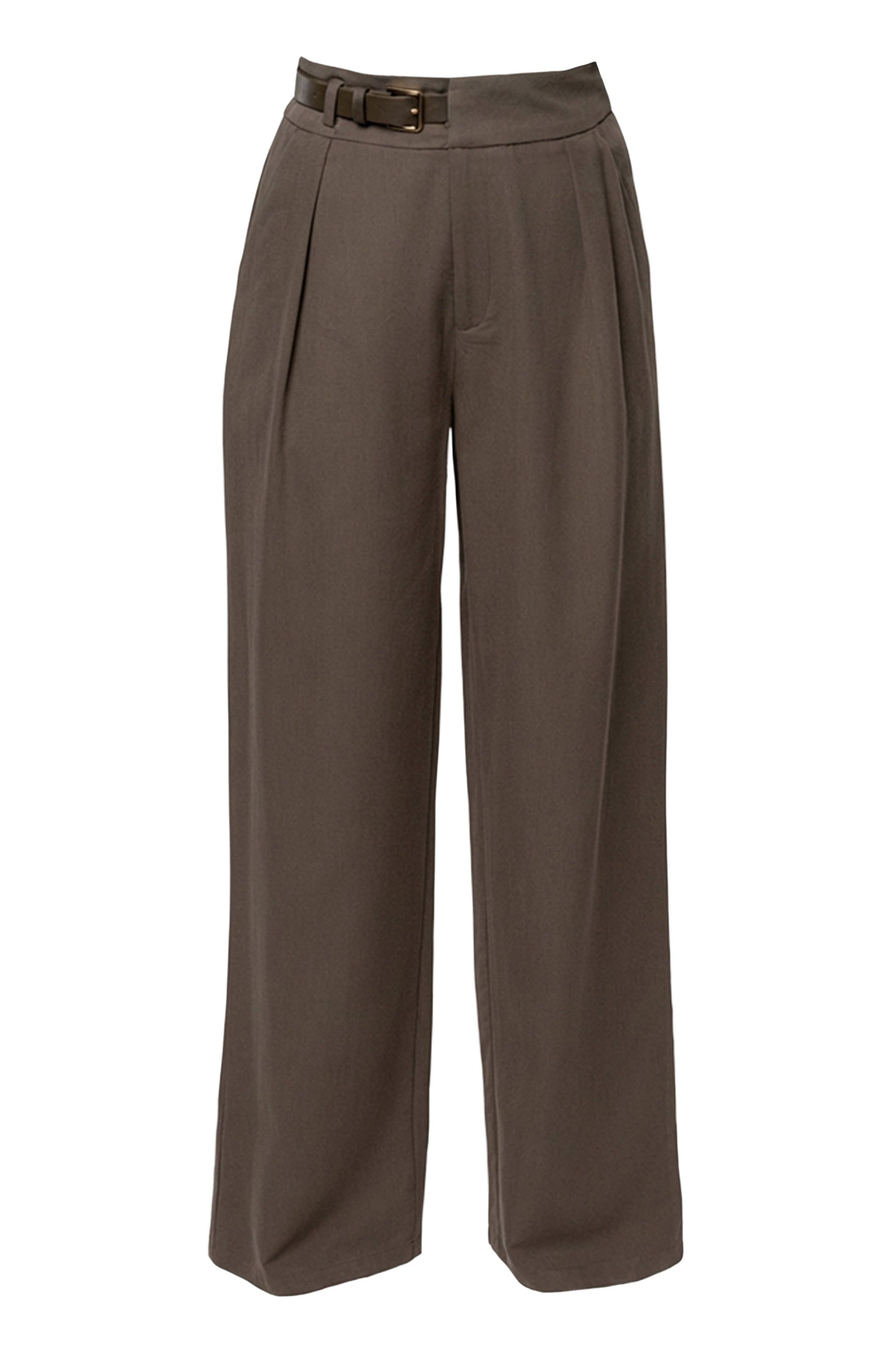 Dark Taupe Everywhere Belted Trousers JLUXLABEL