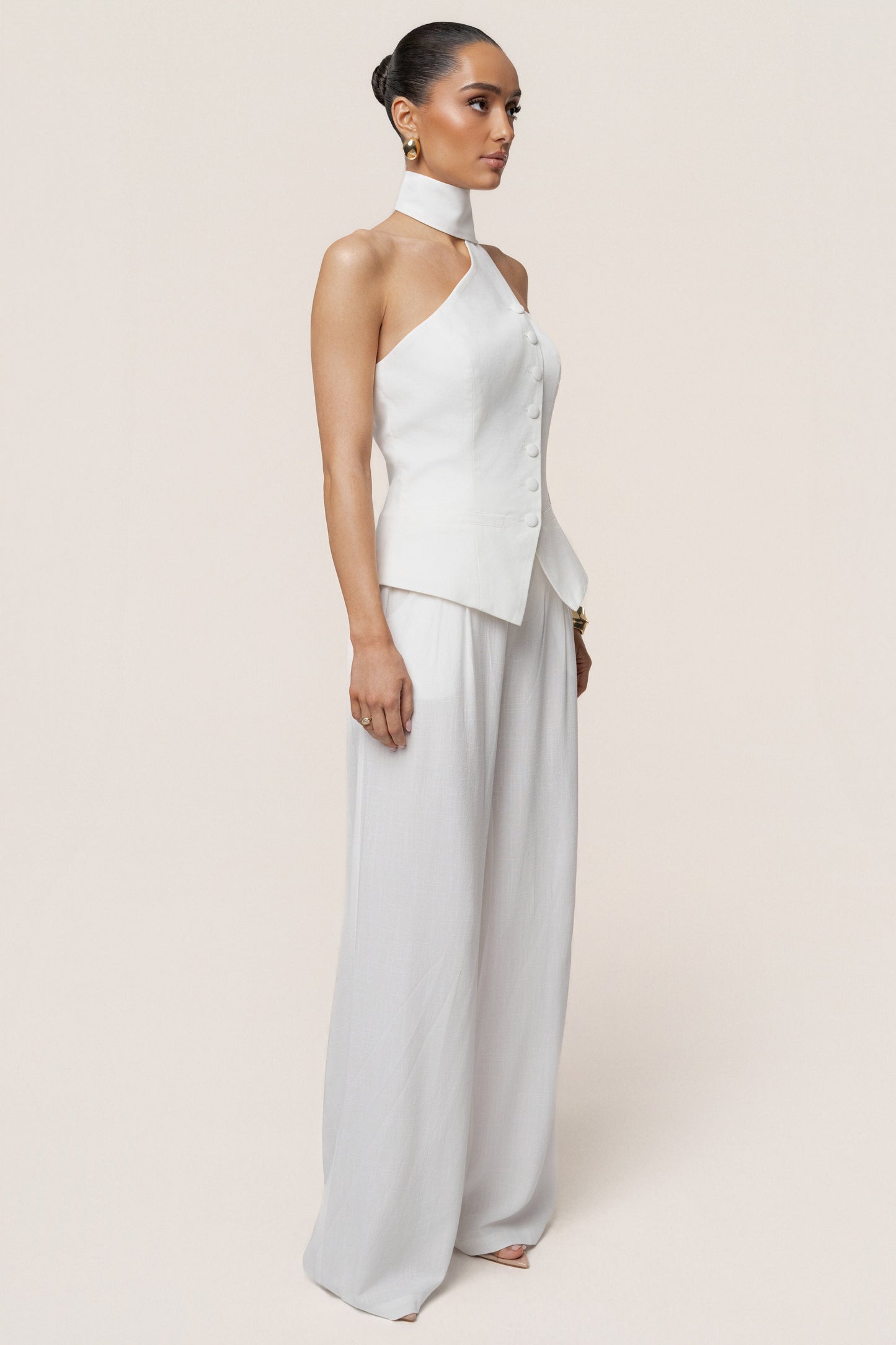 PRE-ORDER Ivory Asymmetric Scarf Top JLUXLABEL
