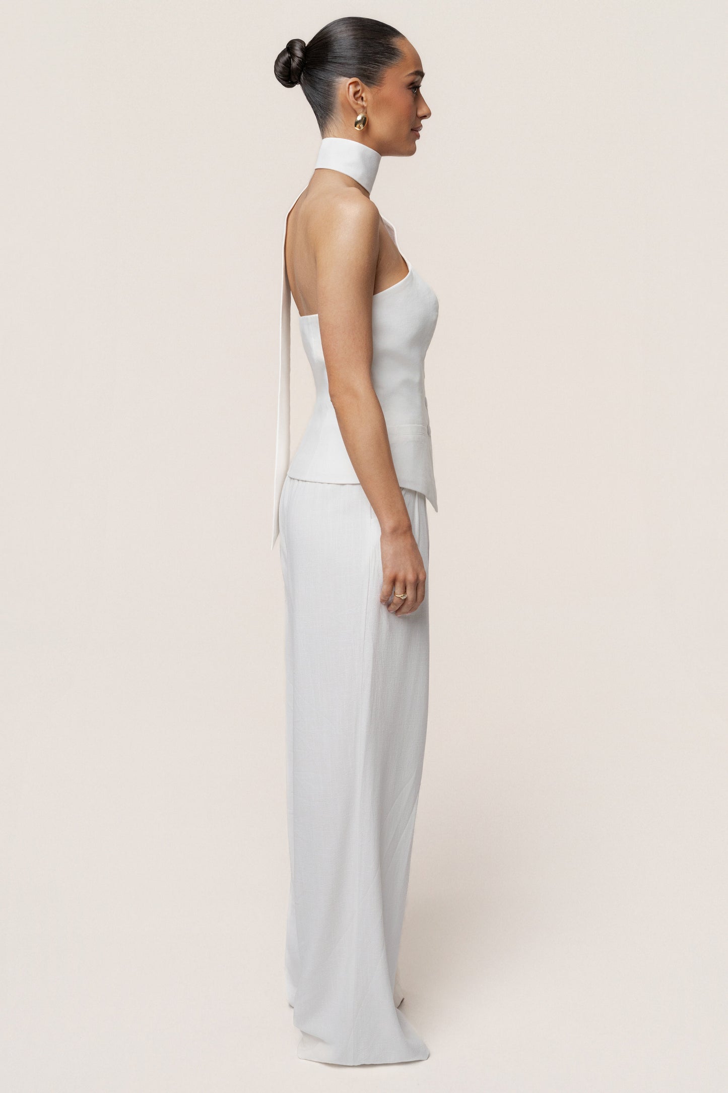 PRE-ORDER Ivory Asymmetric Scarf Top JLUXLABEL