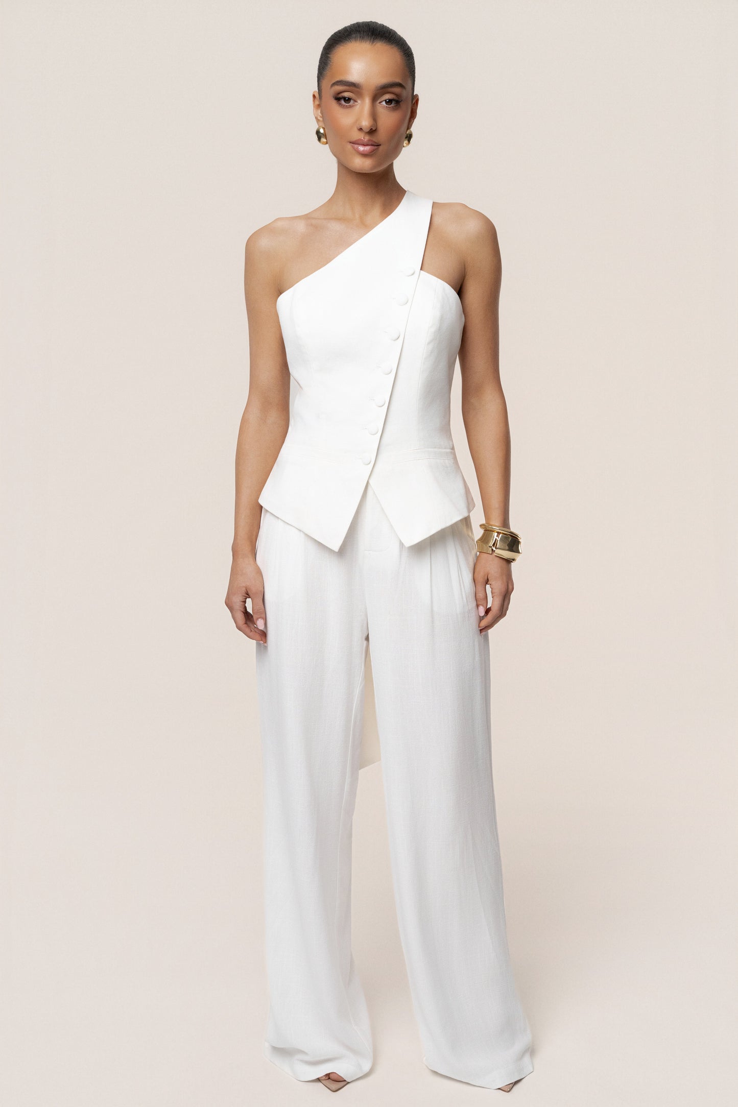 PRE-ORDER Ivory Asymmetric Scarf Top JLUXLABEL