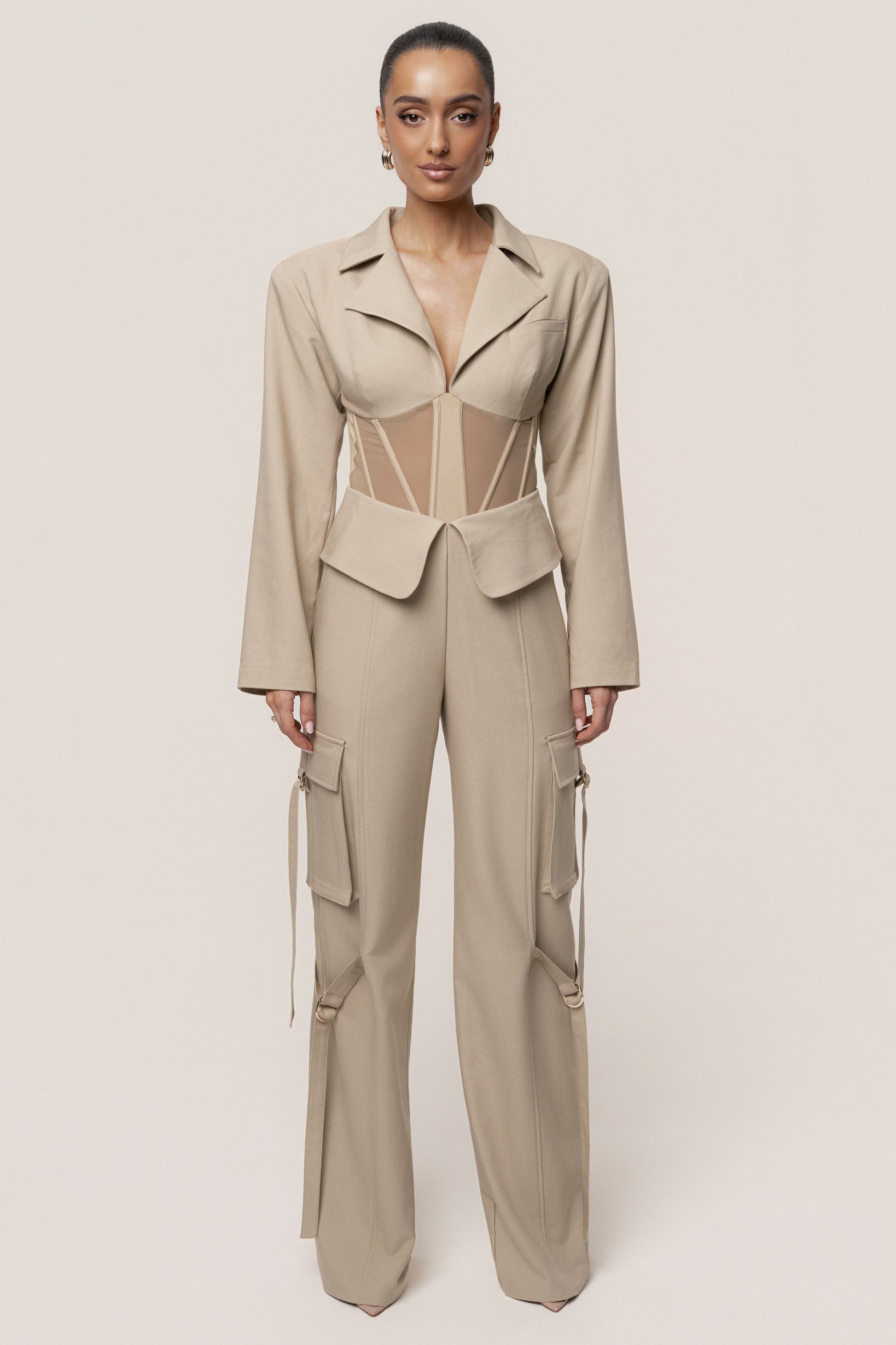 Stone Downtown Blazer Bodysuit JLUXLABEL