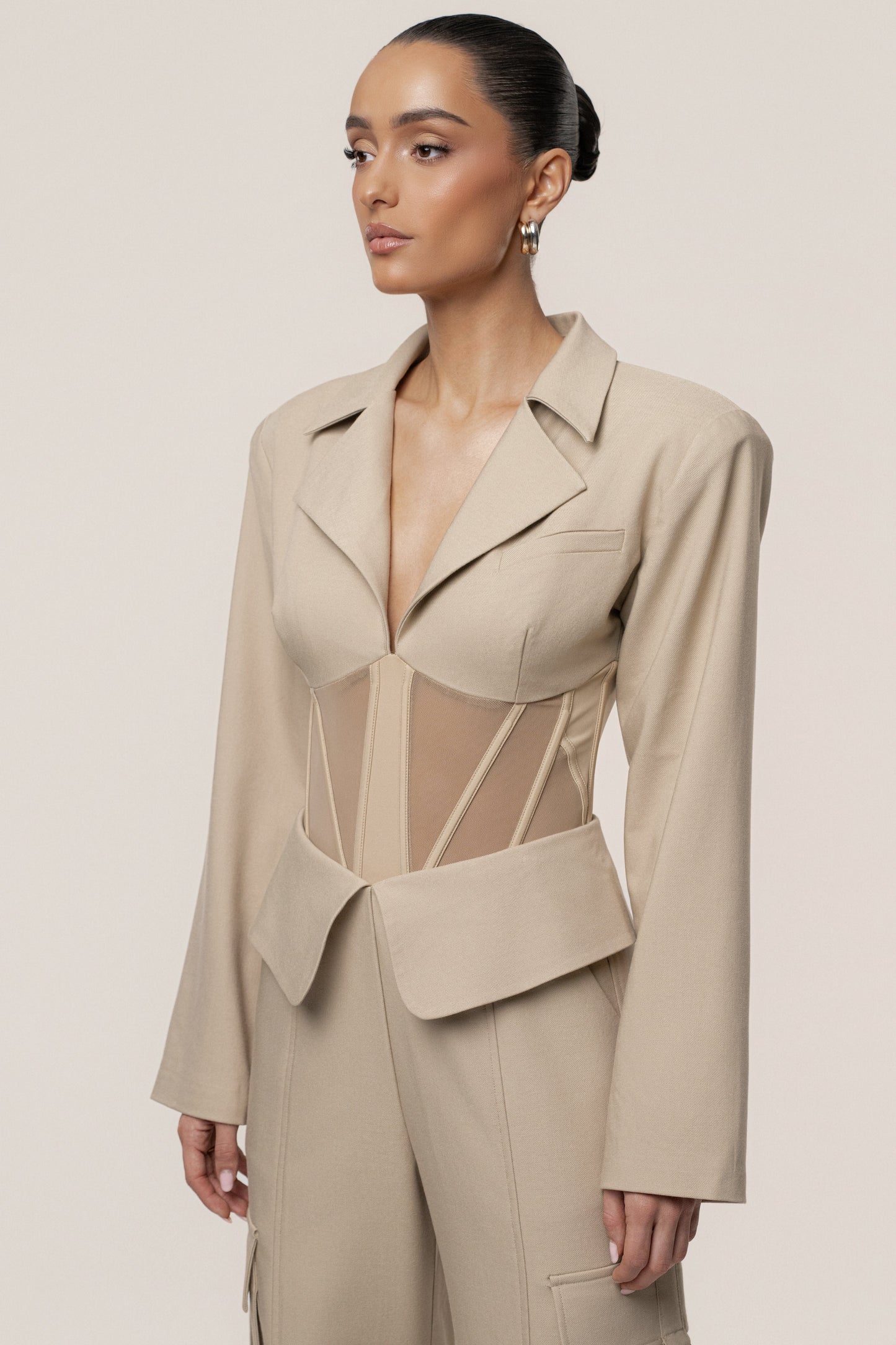 Stone Downtown Blazer Bodysuit JLUXLABEL