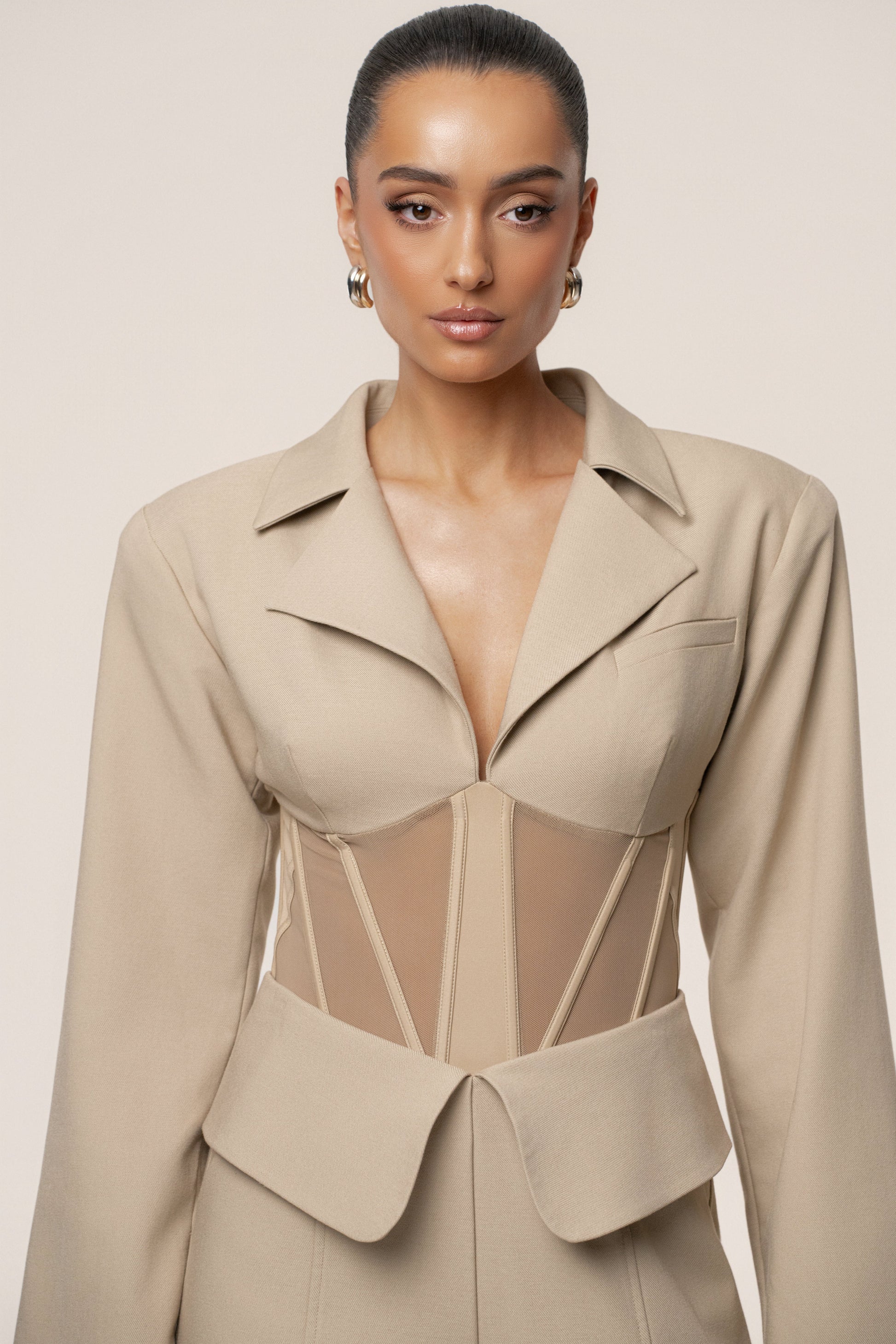 Stone Downtown Blazer Bodysuit JLUXLABEL