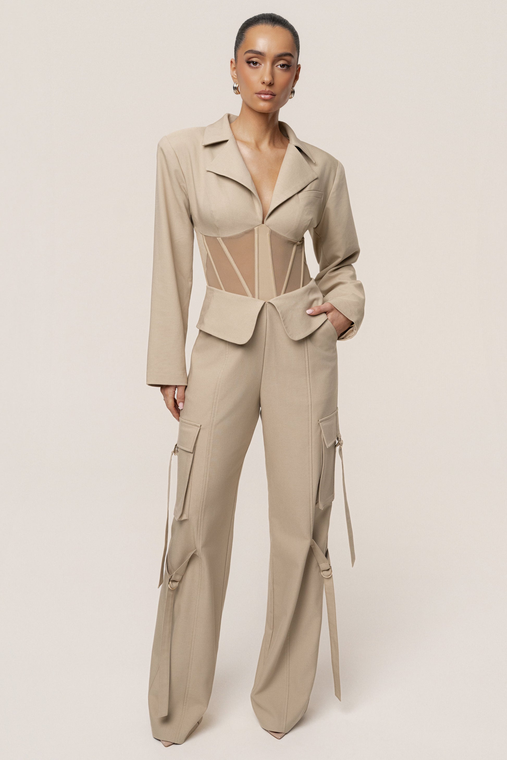 Stone Downtown Blazer Bodysuit JLUXLABEL