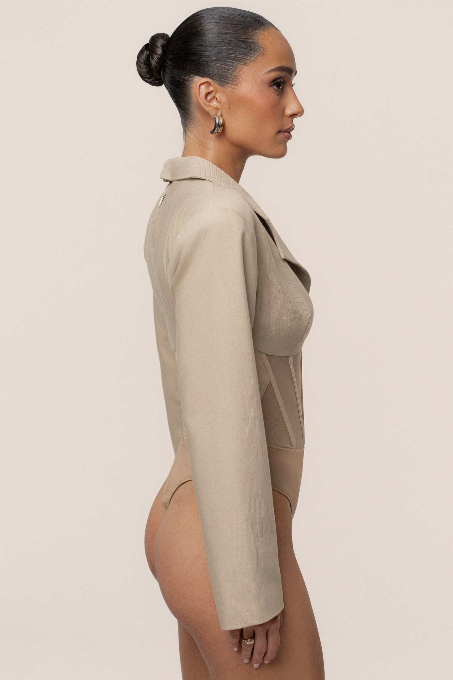Stone Downtown Blazer Bodysuit JLUXLABEL