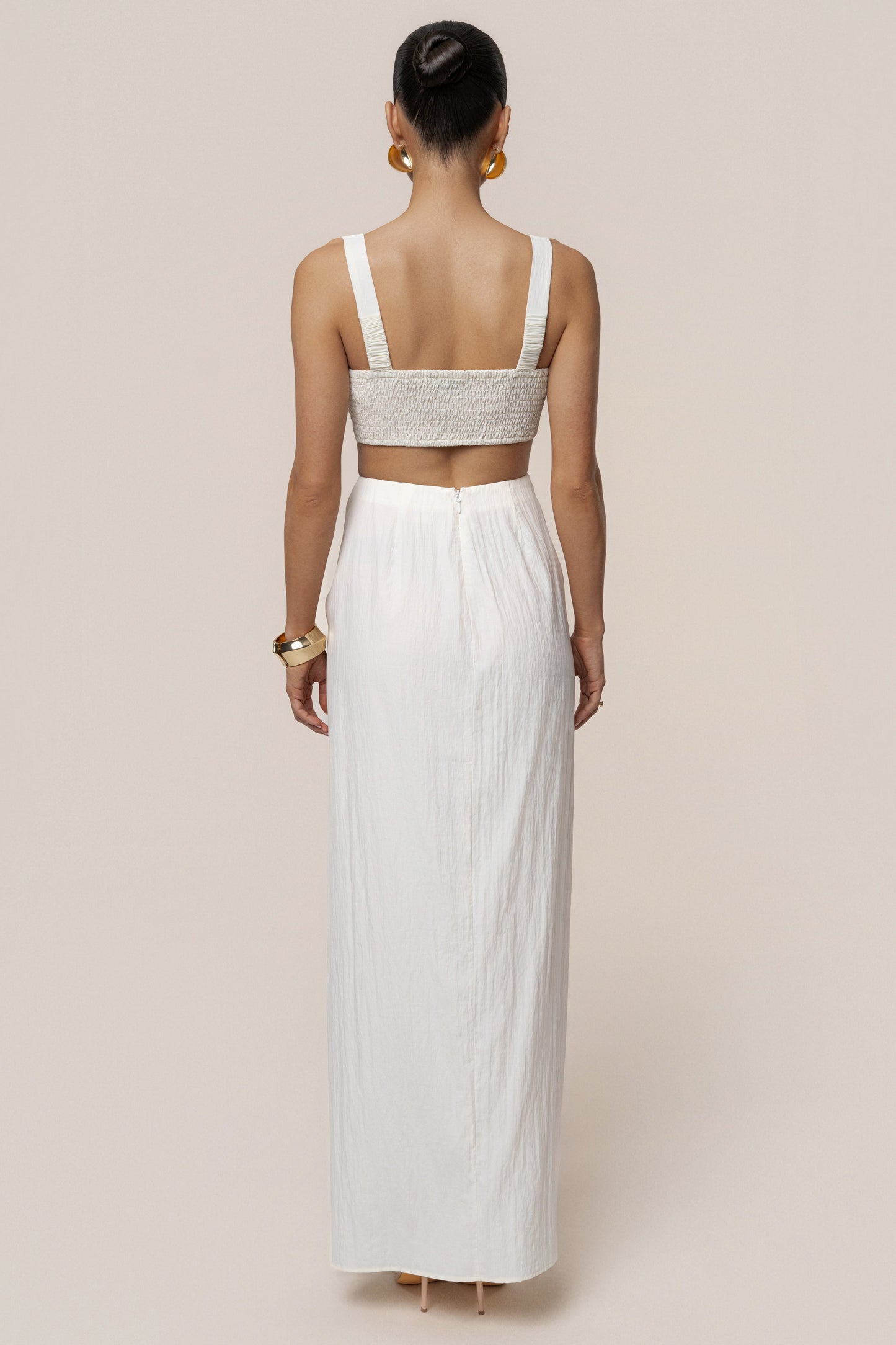 Ivory Flowing Elegance Maxi Skirt JLUXLABEL