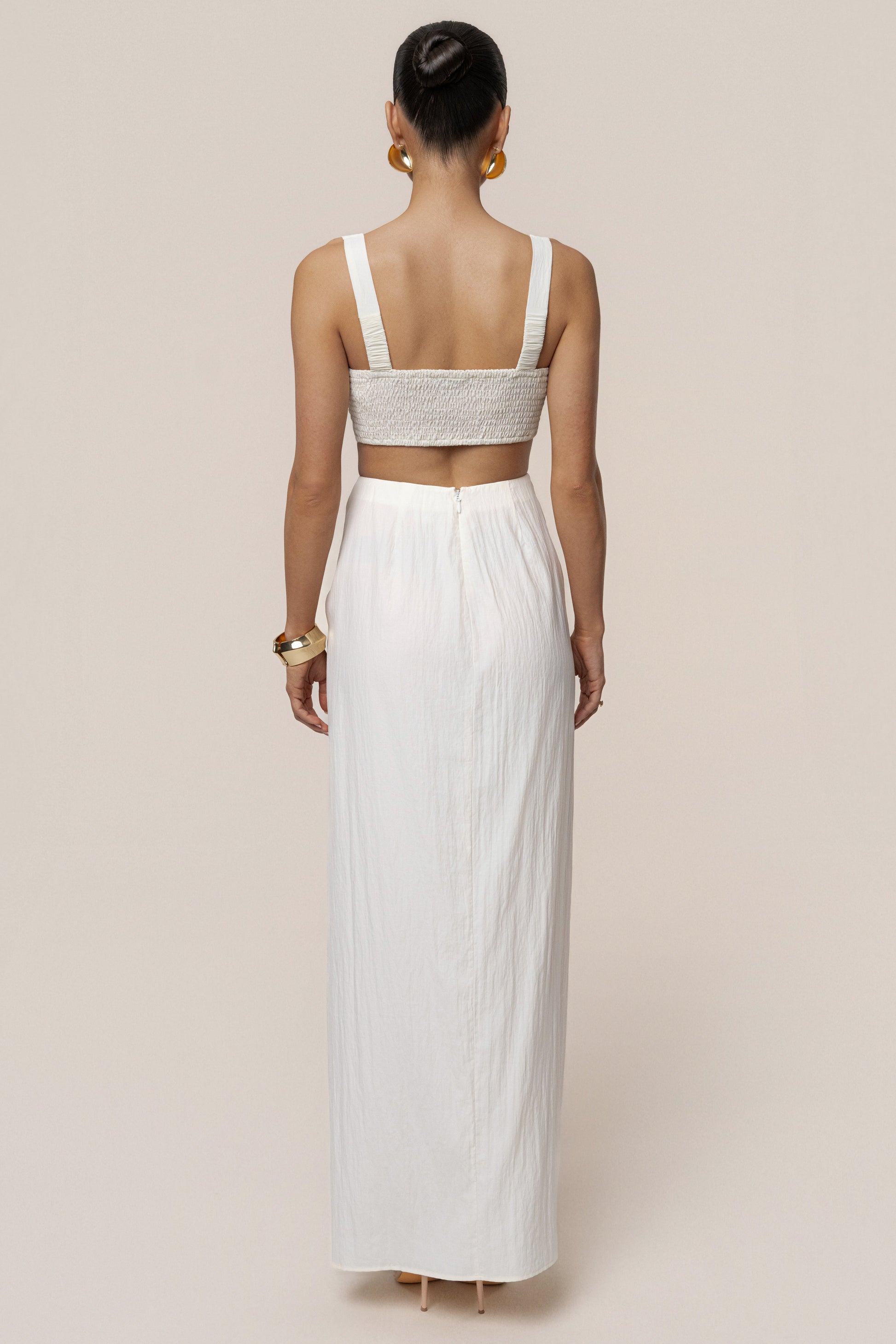 Ivory Flowing Elegance Maxi Skirt JLUXLABEL