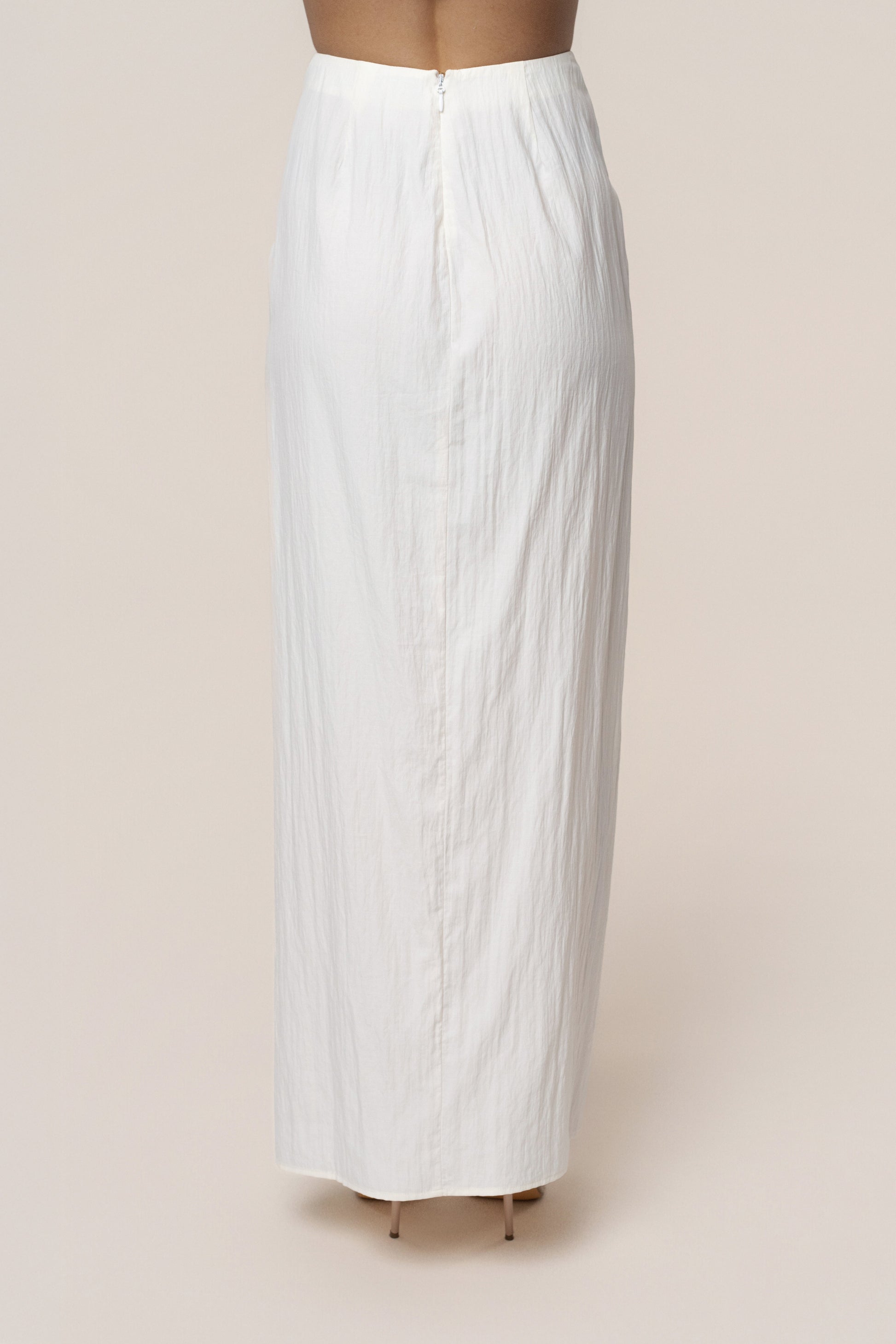 Ivory Flowing Elegance Maxi Skirt JLUXLABEL