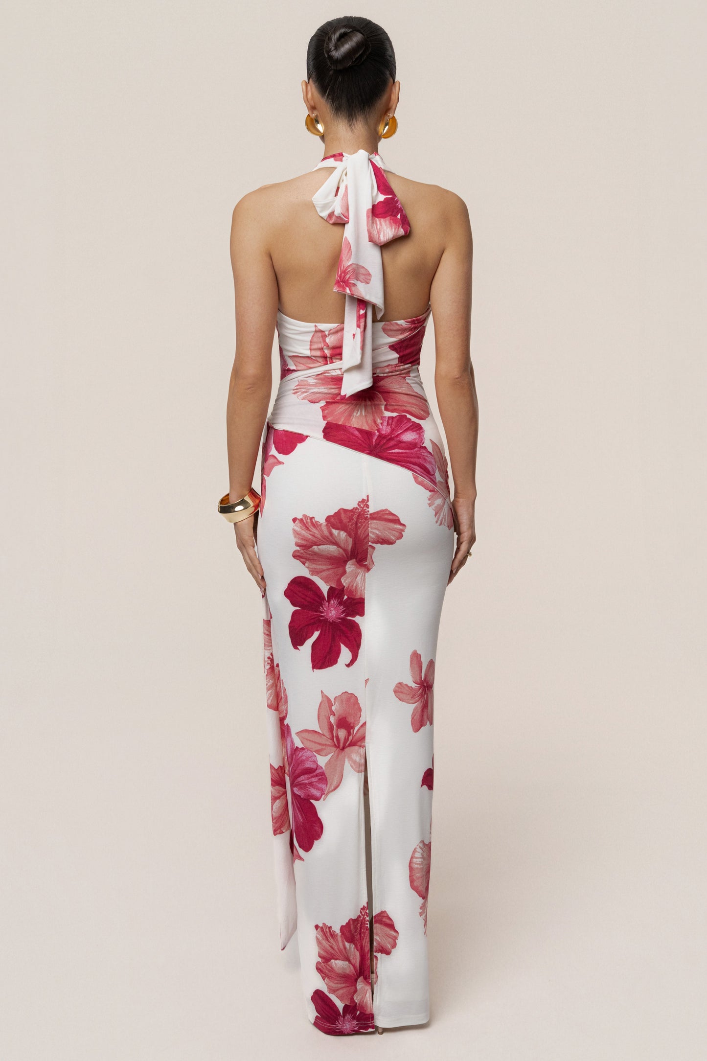 Red Floral Island Blossom Maxi Dress JLUXLABEL